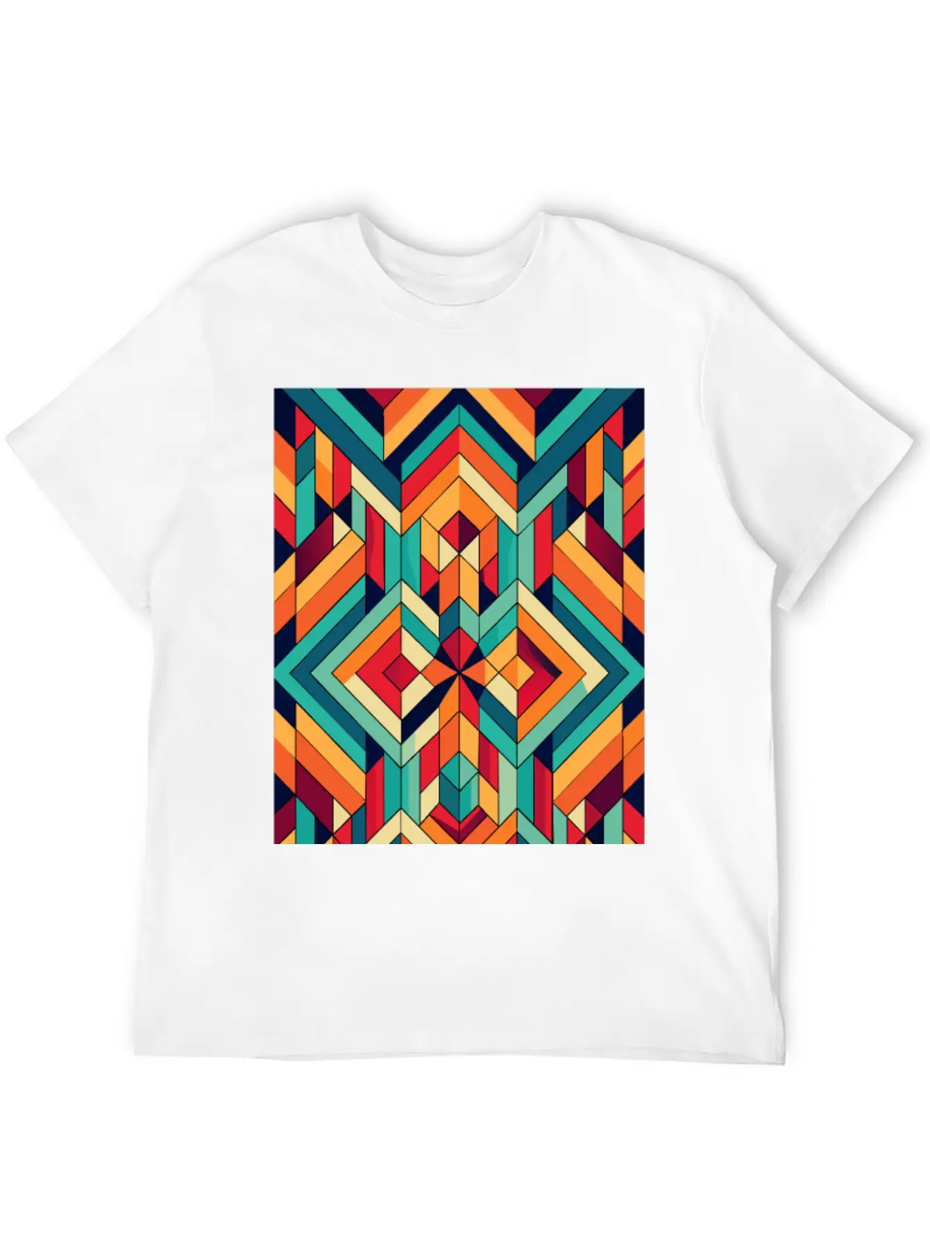 Abstract Minimal Geometric Design Classic Crew Neck Graphic Tee – Everyday Minimal Look