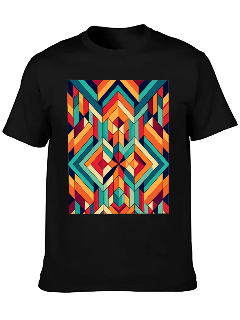 Abstract Minimal Geometric Design Classic Crew Neck Graphic Tee – Everyday Minimal Look