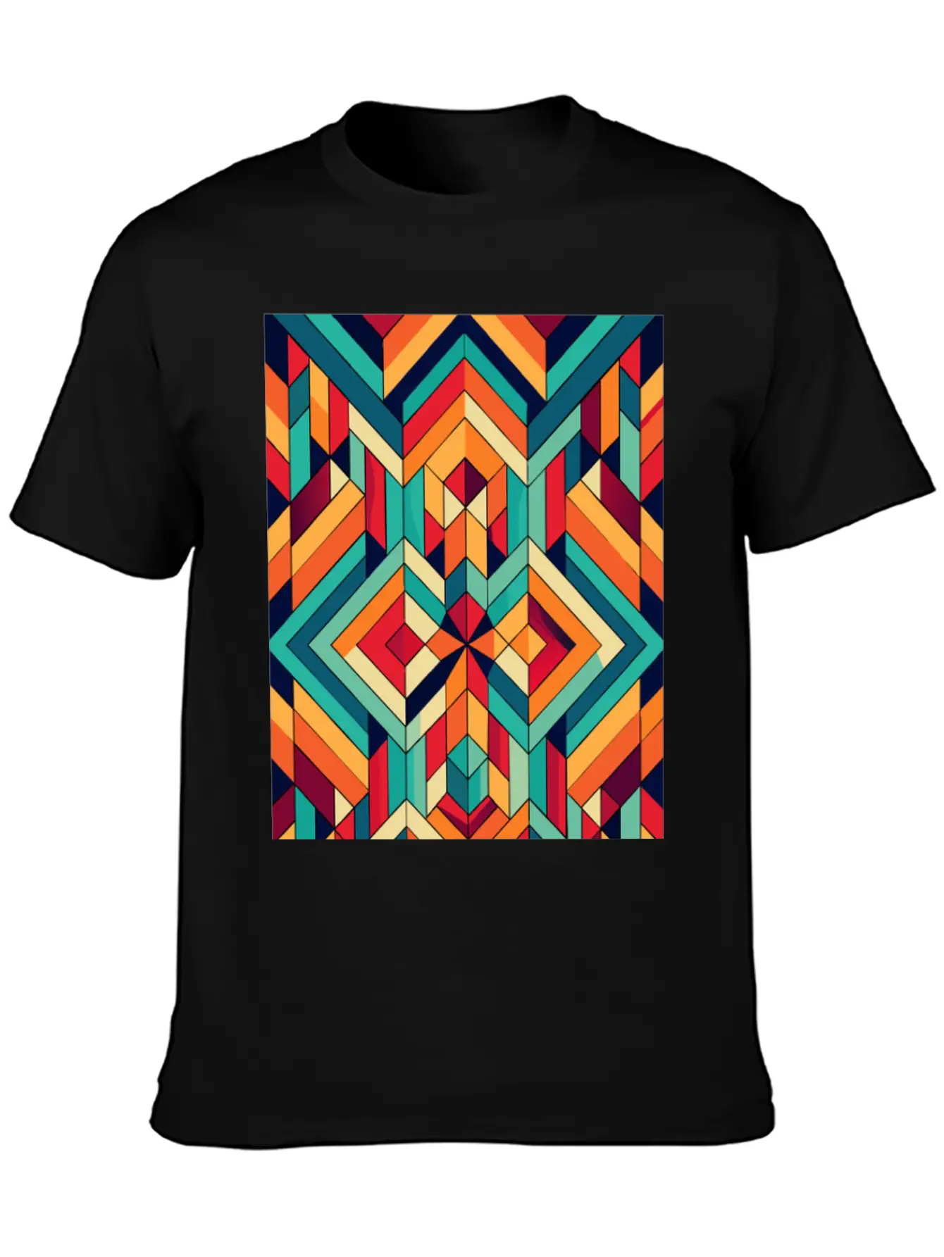 Abstract Minimal Geometric Design Classic Crew Neck Graphic Tee – Everyday Minimal Look