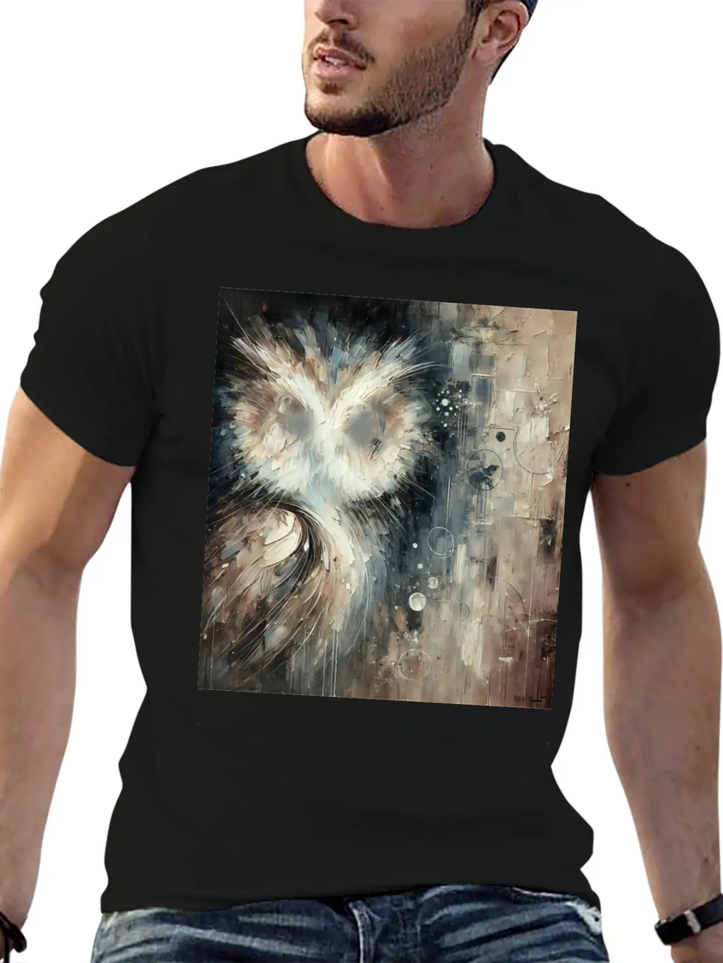 Abstract Owl Unisex Casual T-Shirt – Clean Design For Daily Comfort