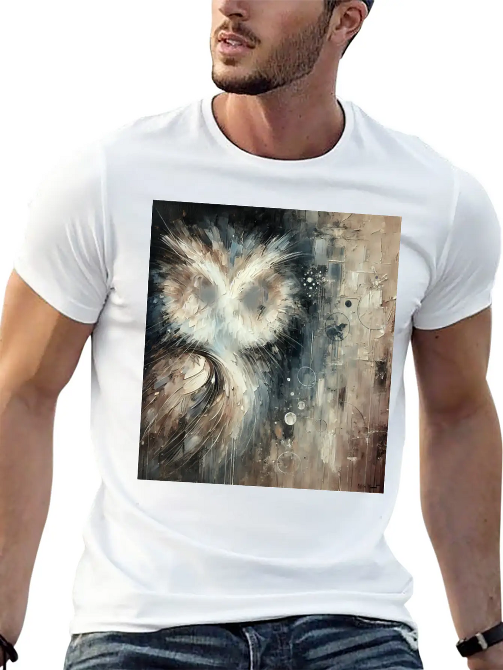 Abstract Owl Unisex Casual T-Shirt – Clean Design For Daily Comfort