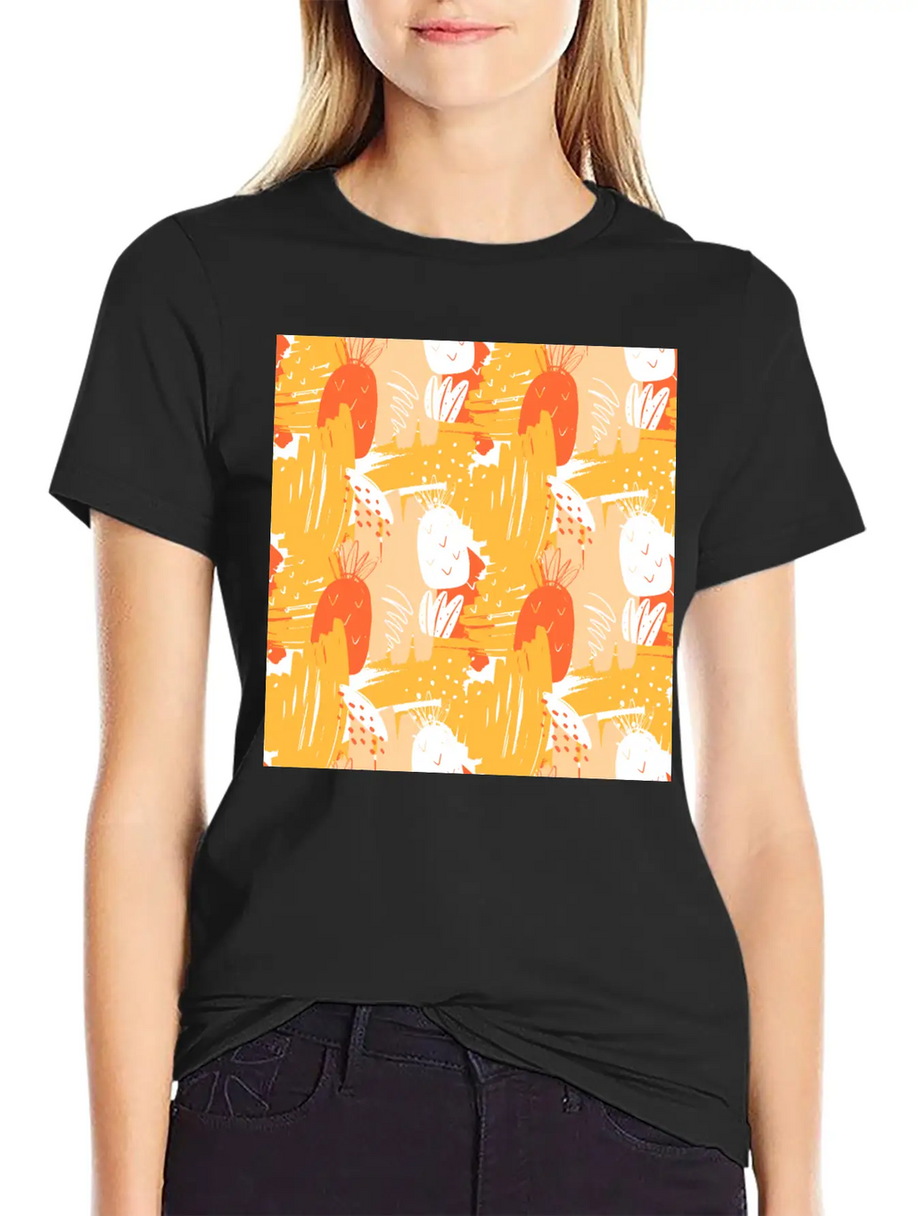 Abstract Pineapples Exotic Pattern Basic Graphic T-Shirt – Daily Comfort In Soft Cotton