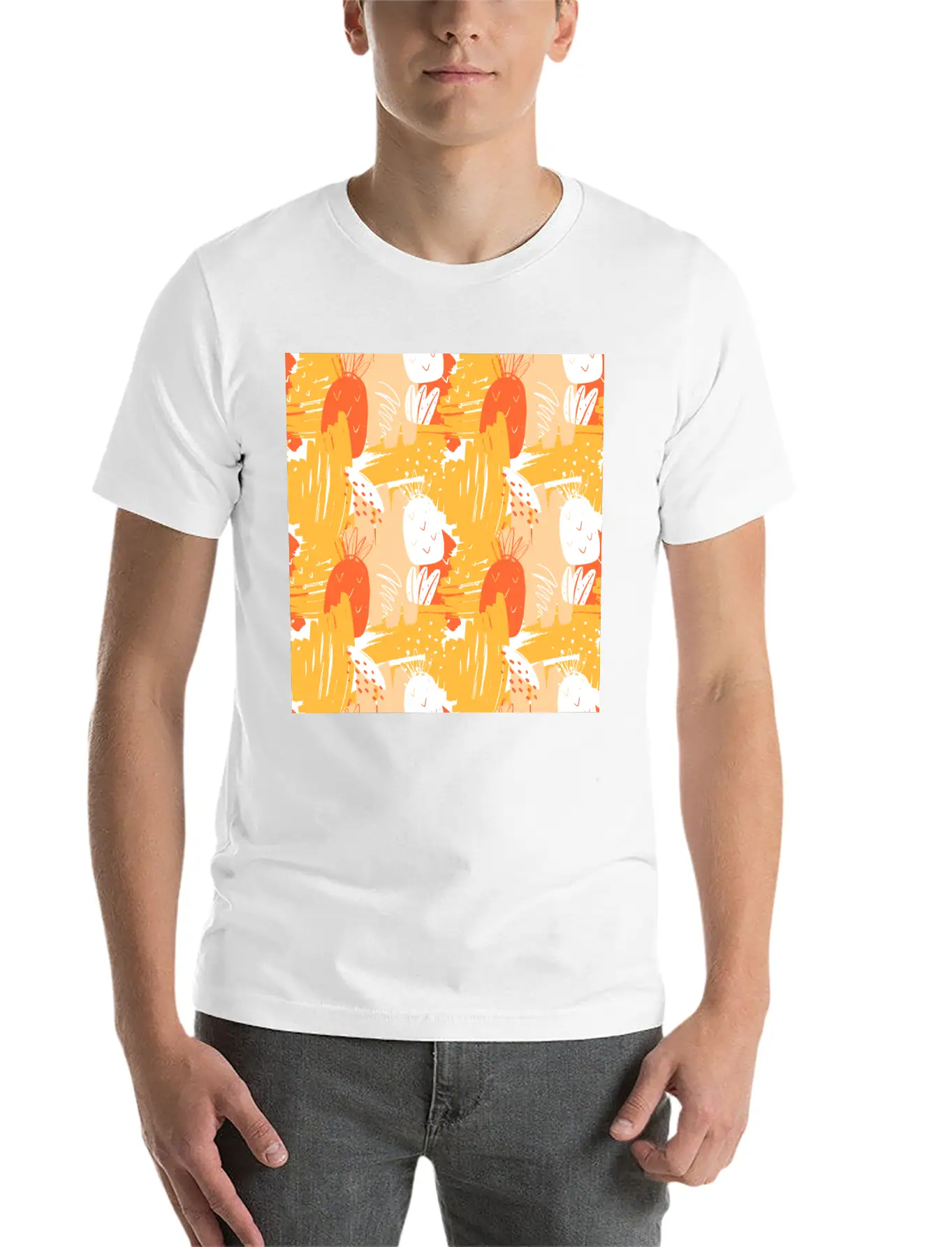 Abstract Pineapples Exotic Pattern Basic Graphic T-Shirt – Daily Comfort In Soft Cotton