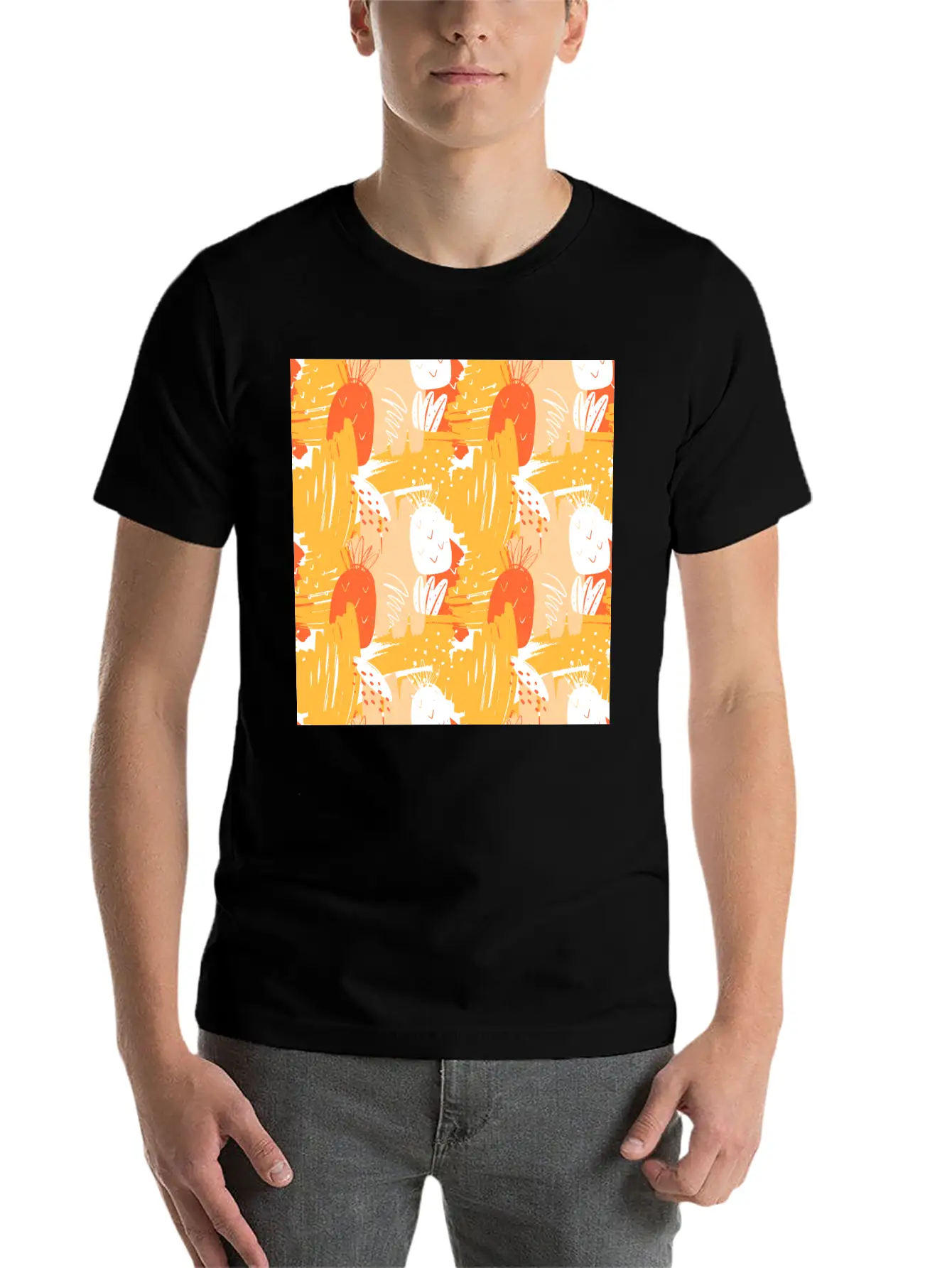 Abstract Pineapples Exotic Pattern Basic Graphic T-Shirt – Daily Comfort In Soft Cotton