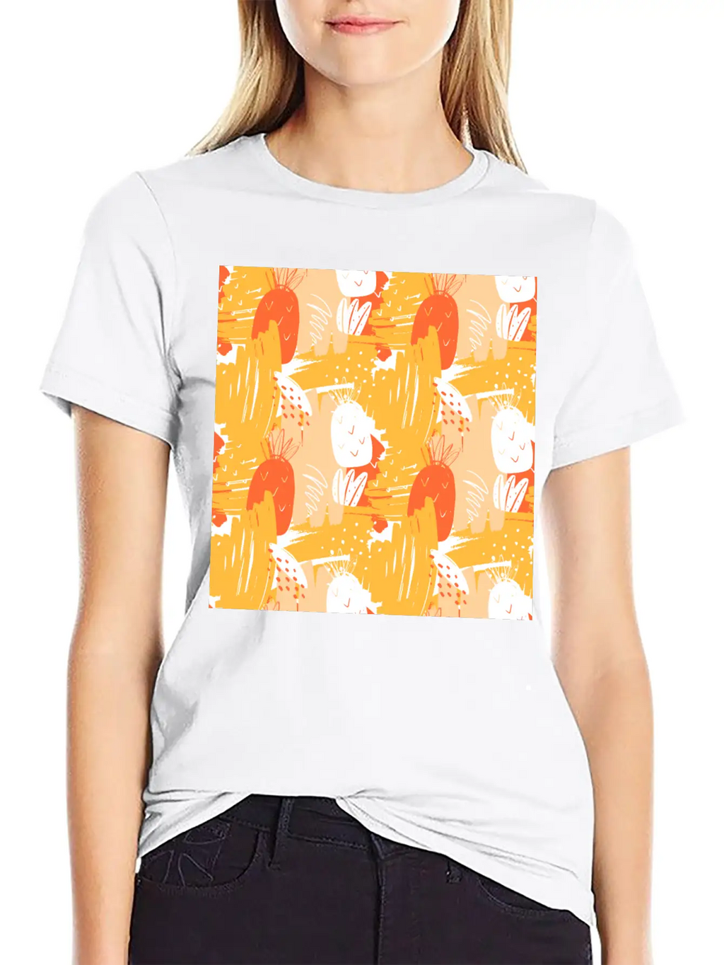 Abstract Pineapples Exotic Pattern Basic Graphic T-Shirt – Daily Comfort In Soft Cotton
