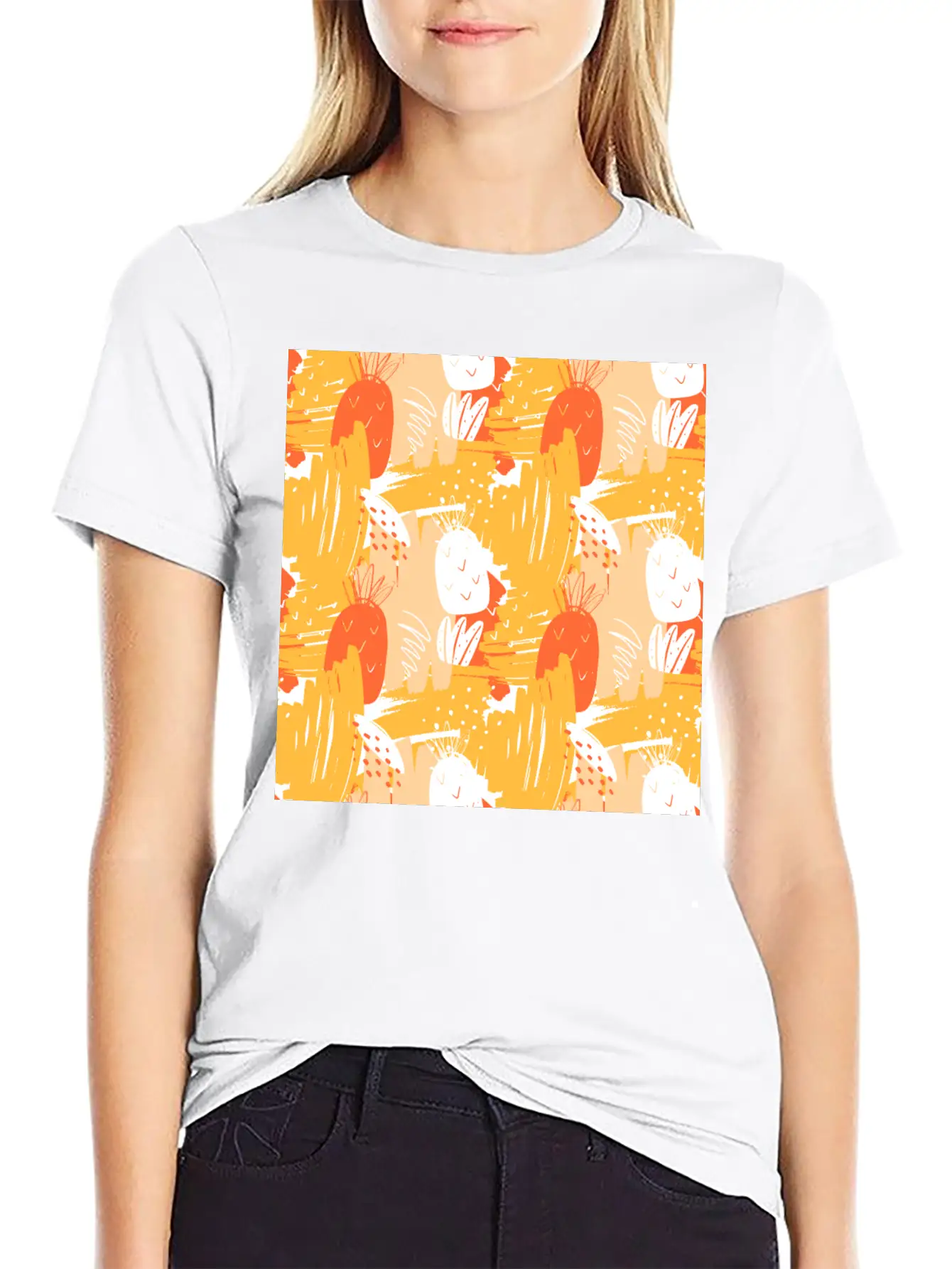 Abstract Pineapples Exotic Pattern Basic Graphic T-Shirt – Daily Comfort In Soft Cotton