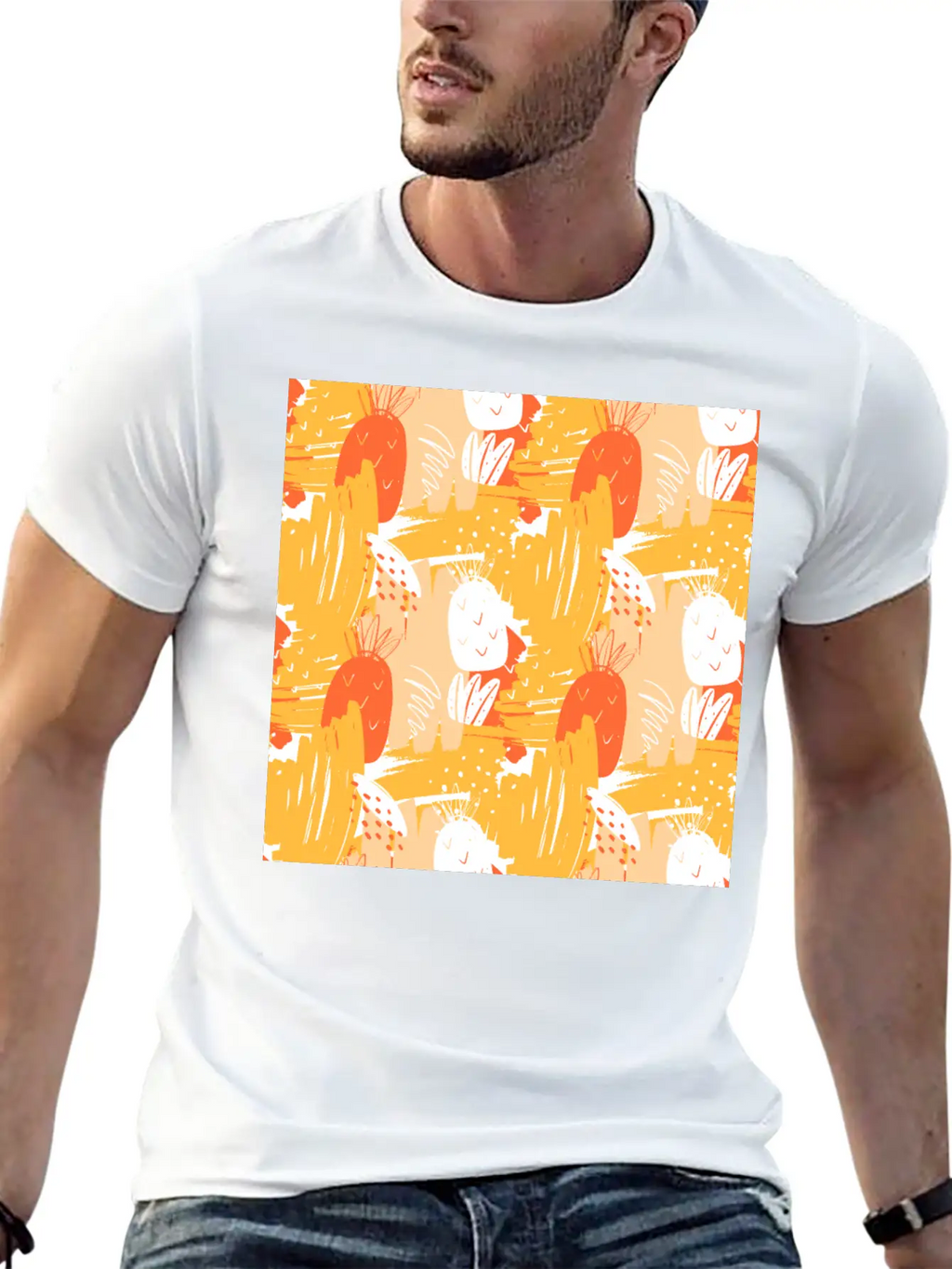 Abstract Pineapples Exotic Pattern Basic Graphic T-Shirt – Daily Comfort In Soft Cotton