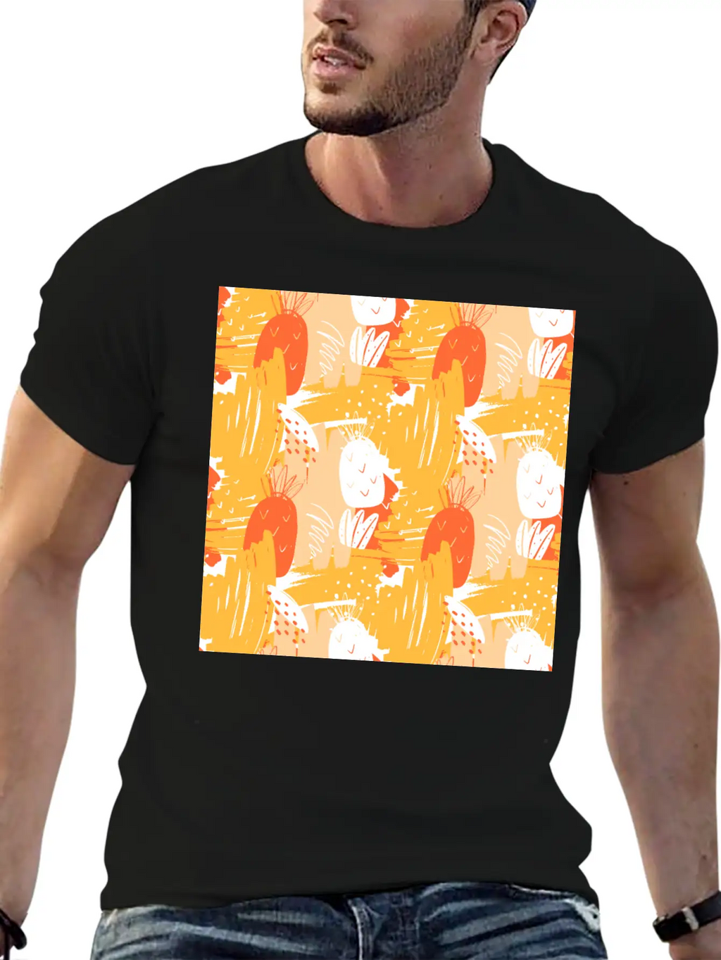Abstract Pineapples Exotic Pattern Basic Graphic T-Shirt – Daily Comfort In Soft Cotton