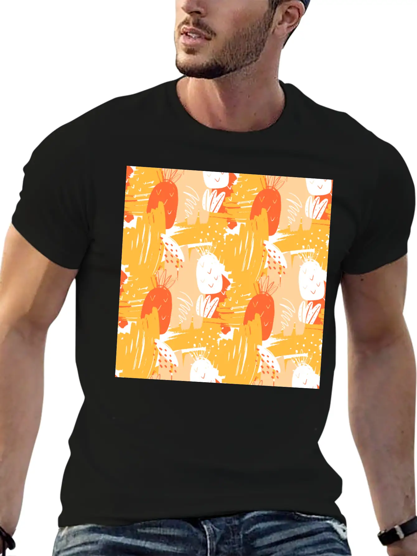 Abstract Pineapples Exotic Pattern Basic Graphic T-Shirt – Daily Comfort In Soft Cotton