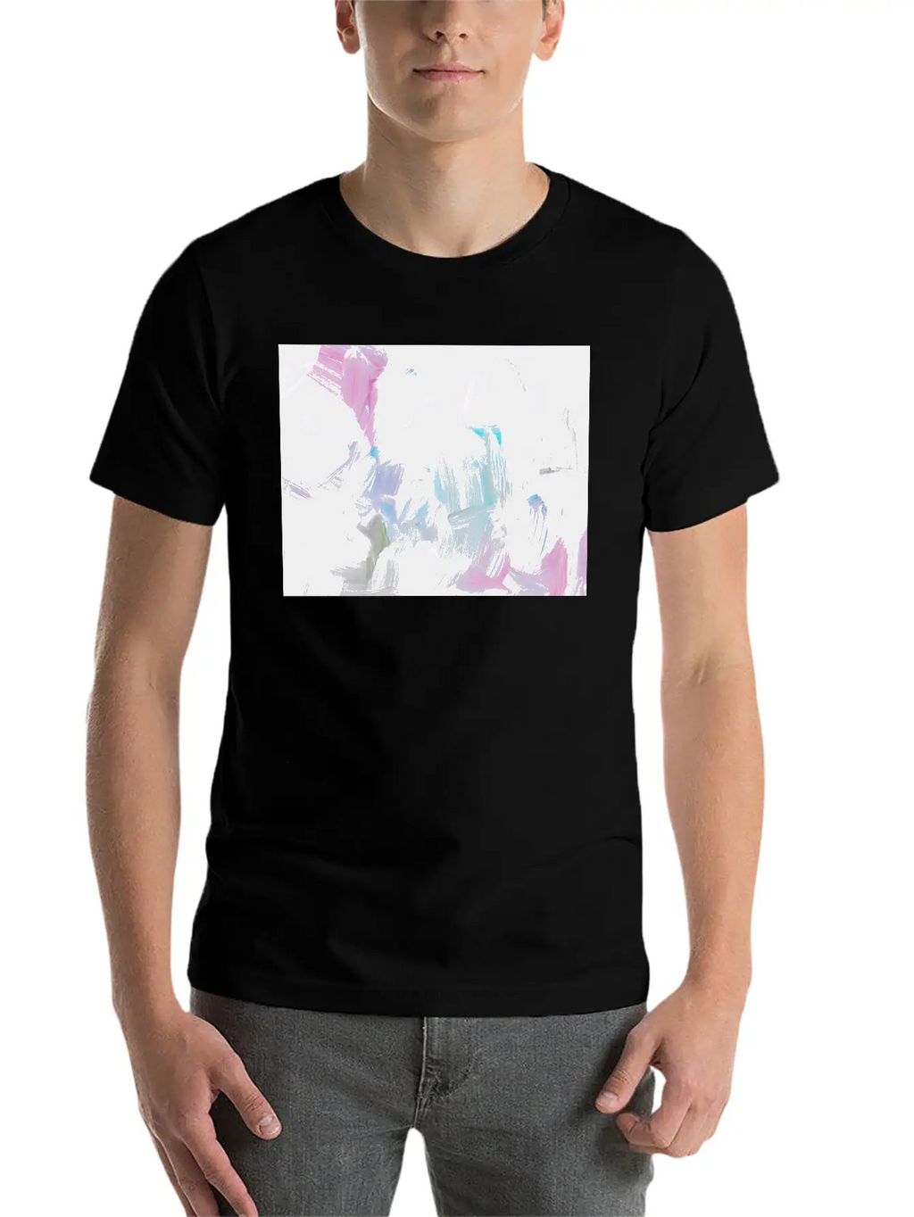 Abstract Pink Pastel Minimalist Painting Classic Crew Neck Graphic Tee – Everyday Minimal Look