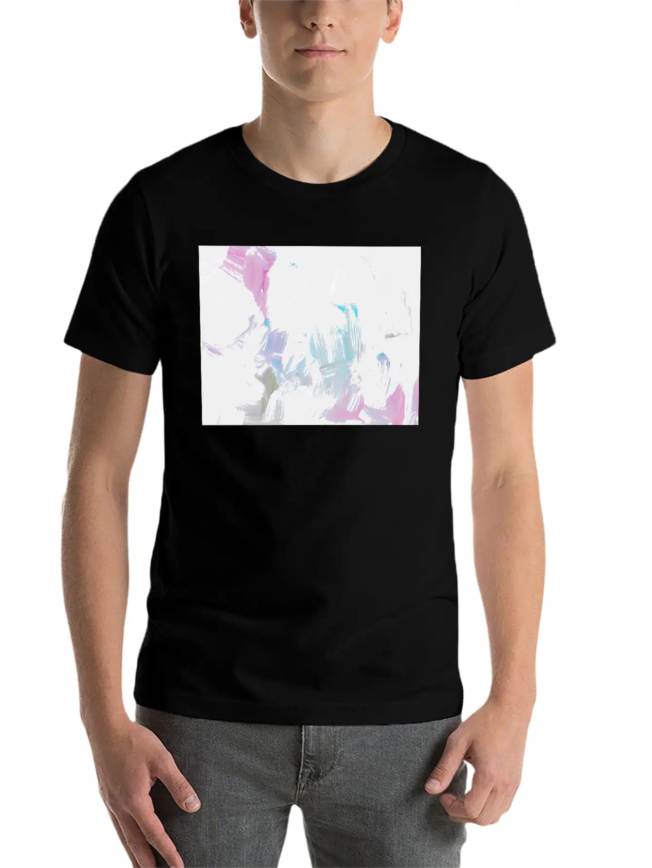 Abstract Pink Pastel Minimalist Painting Classic Crew Neck Graphic Tee – Everyday Minimal Look
