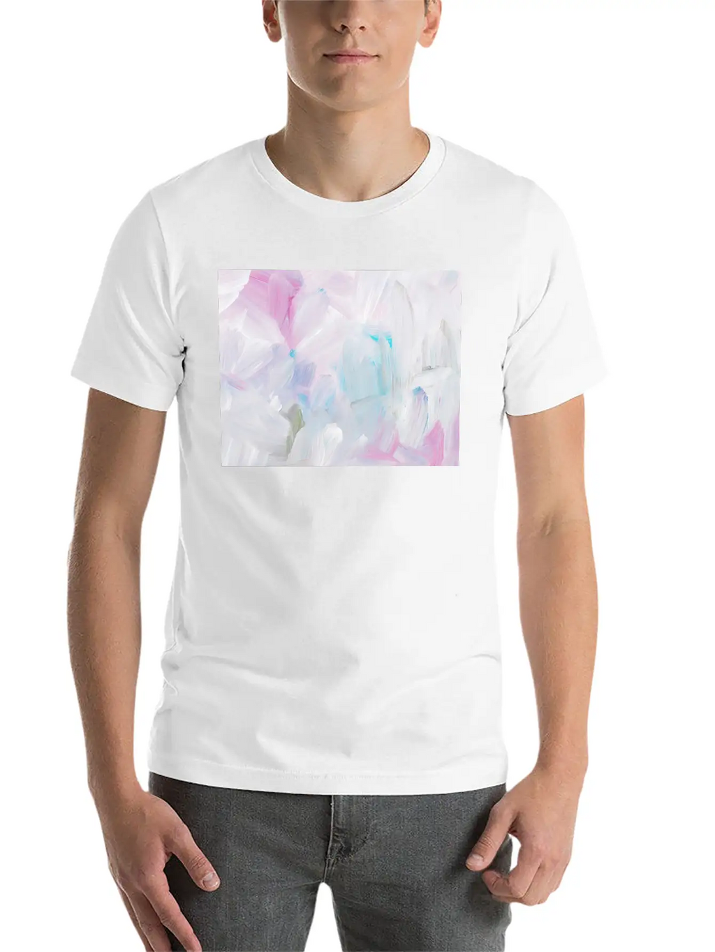 Abstract Pink Pastel Minimalist Painting Classic Crew Neck Graphic Tee – Everyday Minimal Look