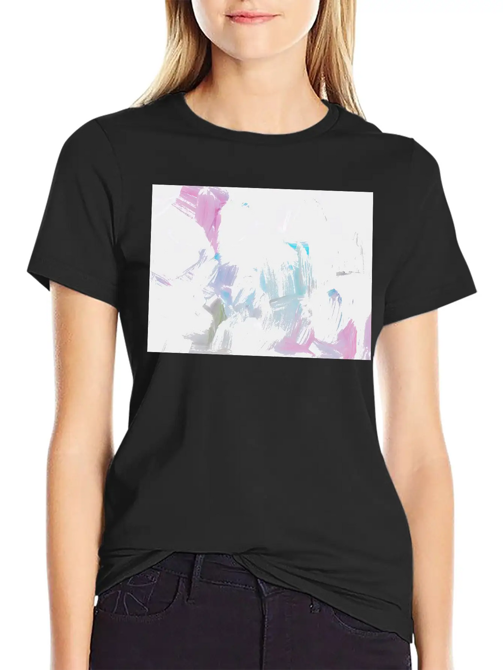 Abstract Pink Pastel Minimalist Painting Classic Crew Neck Graphic Tee – Everyday Minimal Look