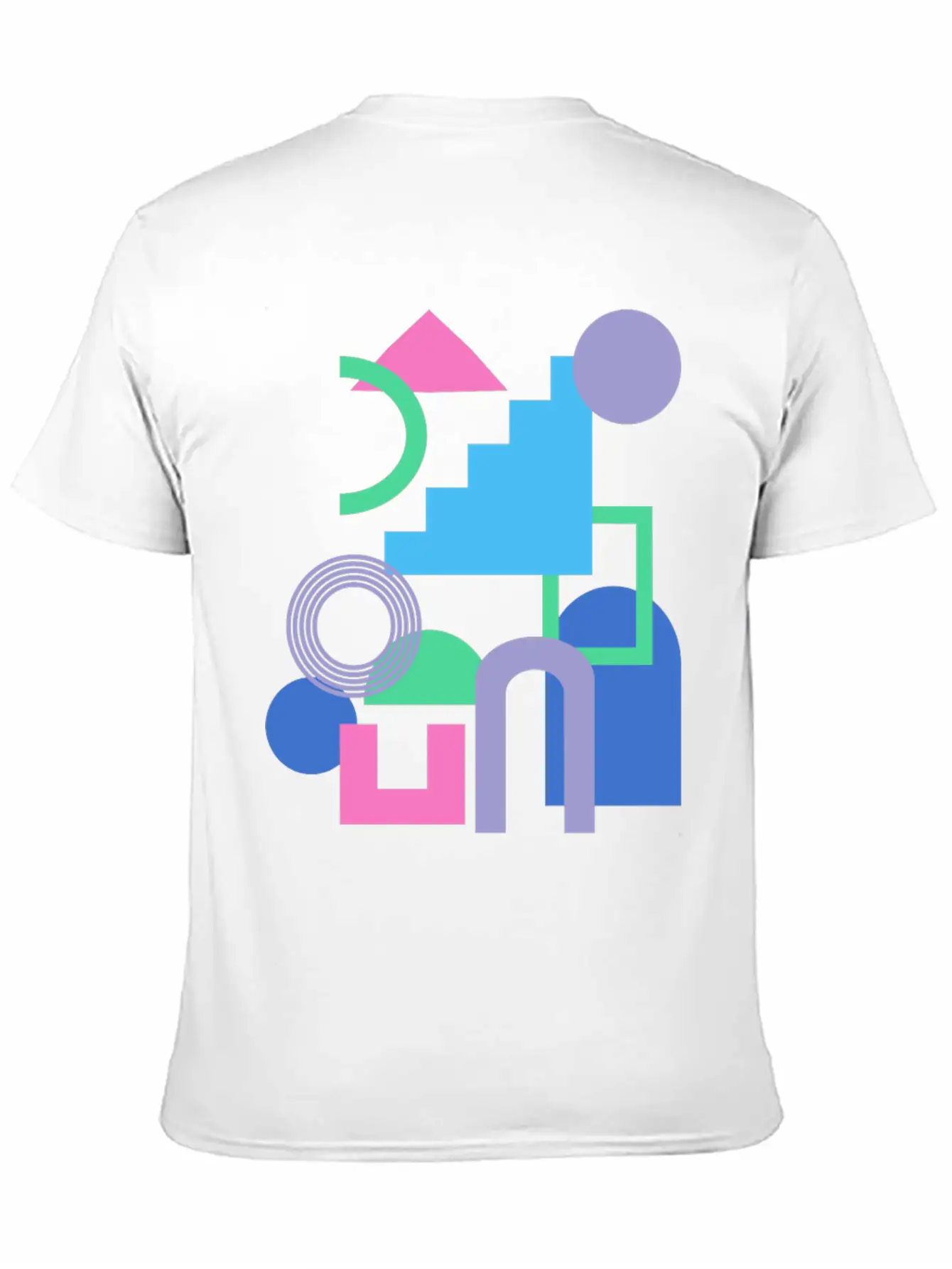 Abstract Shape Collage In Bright 90s Colors Timeless Short Sleeve Tee – Comfy And Minimalist Design