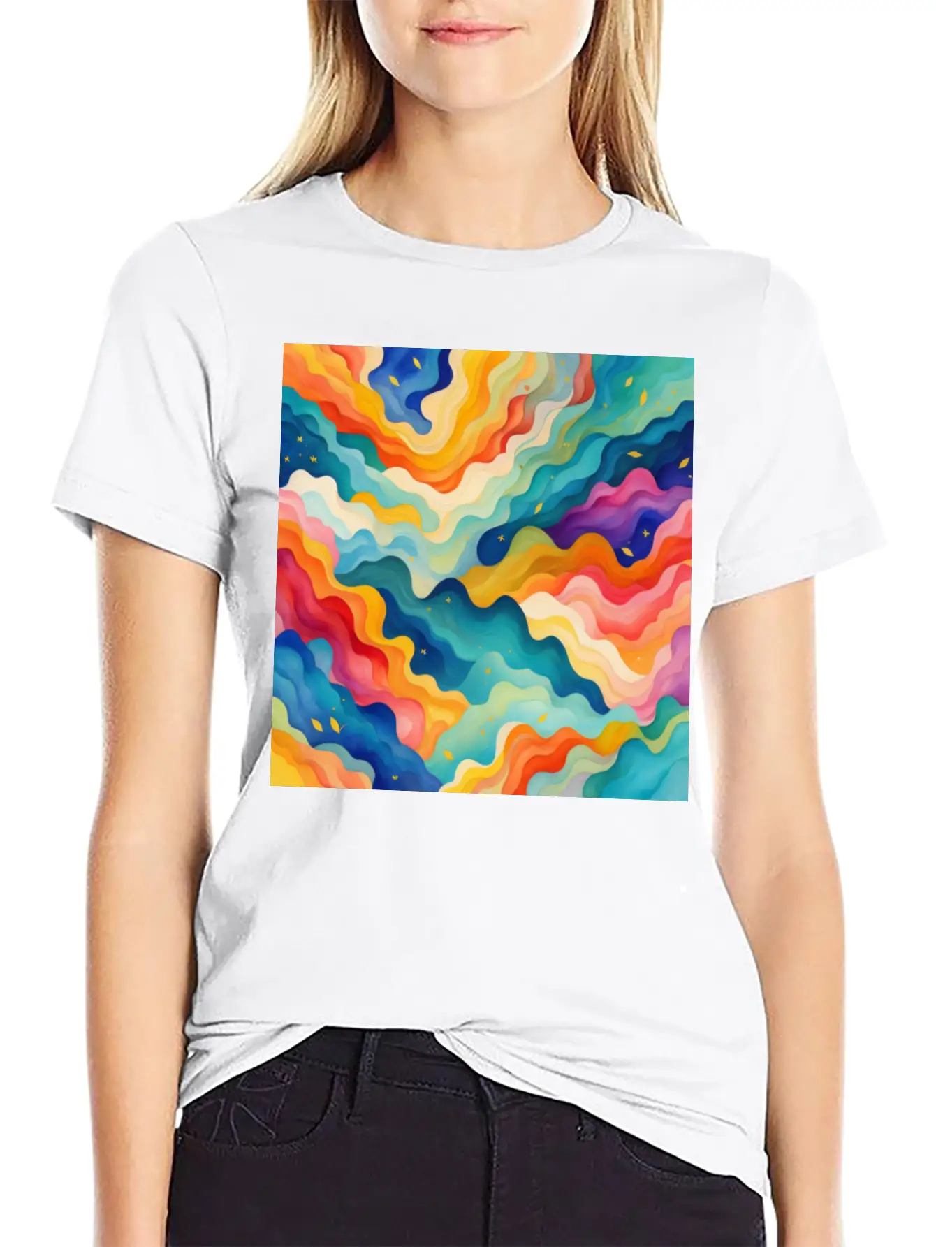 Abstract Watercolor Patterns 2 Comfortable Minimalist Graphic Tee – Summer Style Essential