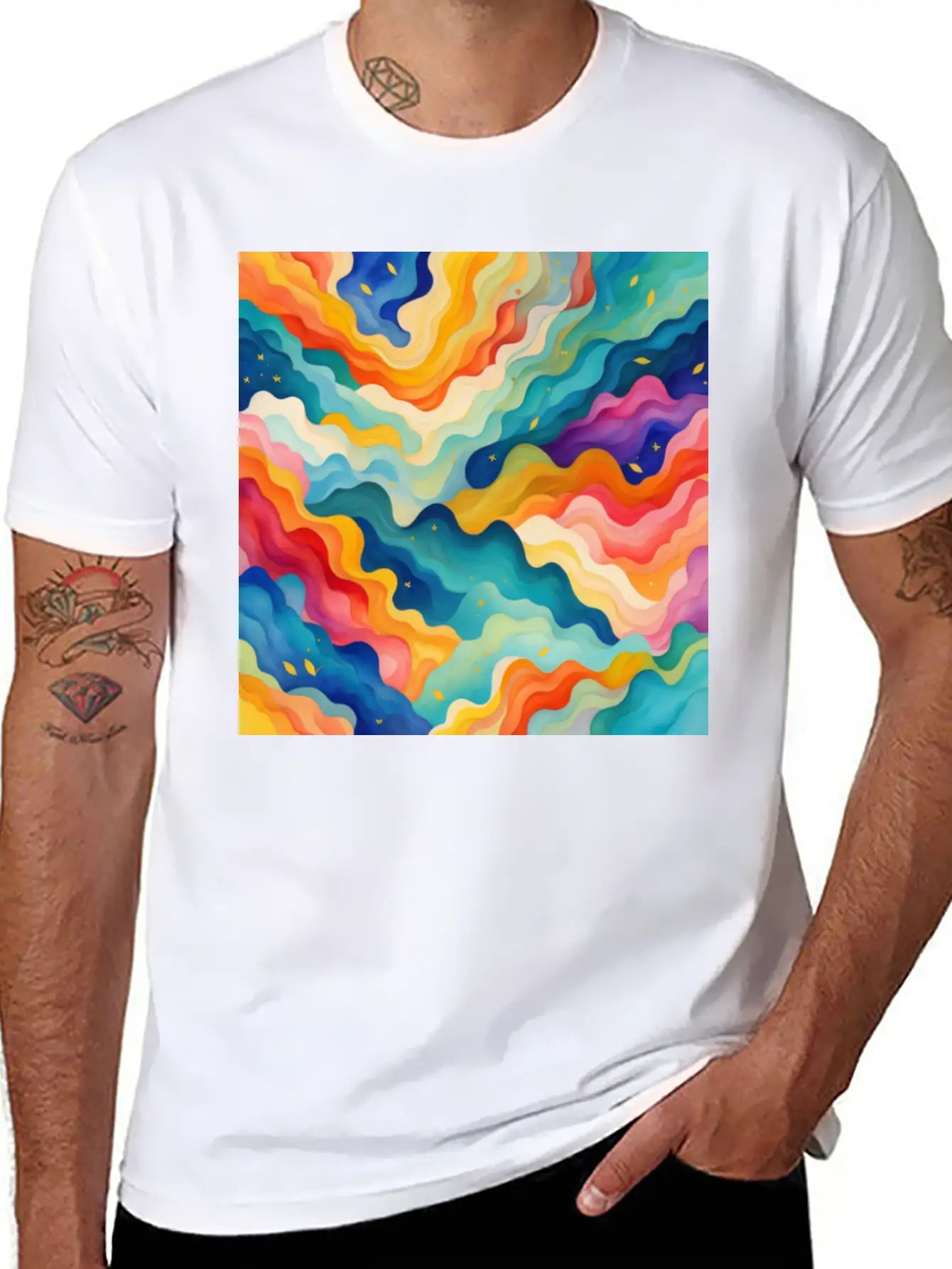 Abstract Watercolor Patterns 2 Comfortable Minimalist Graphic Tee – Summer Style Essential