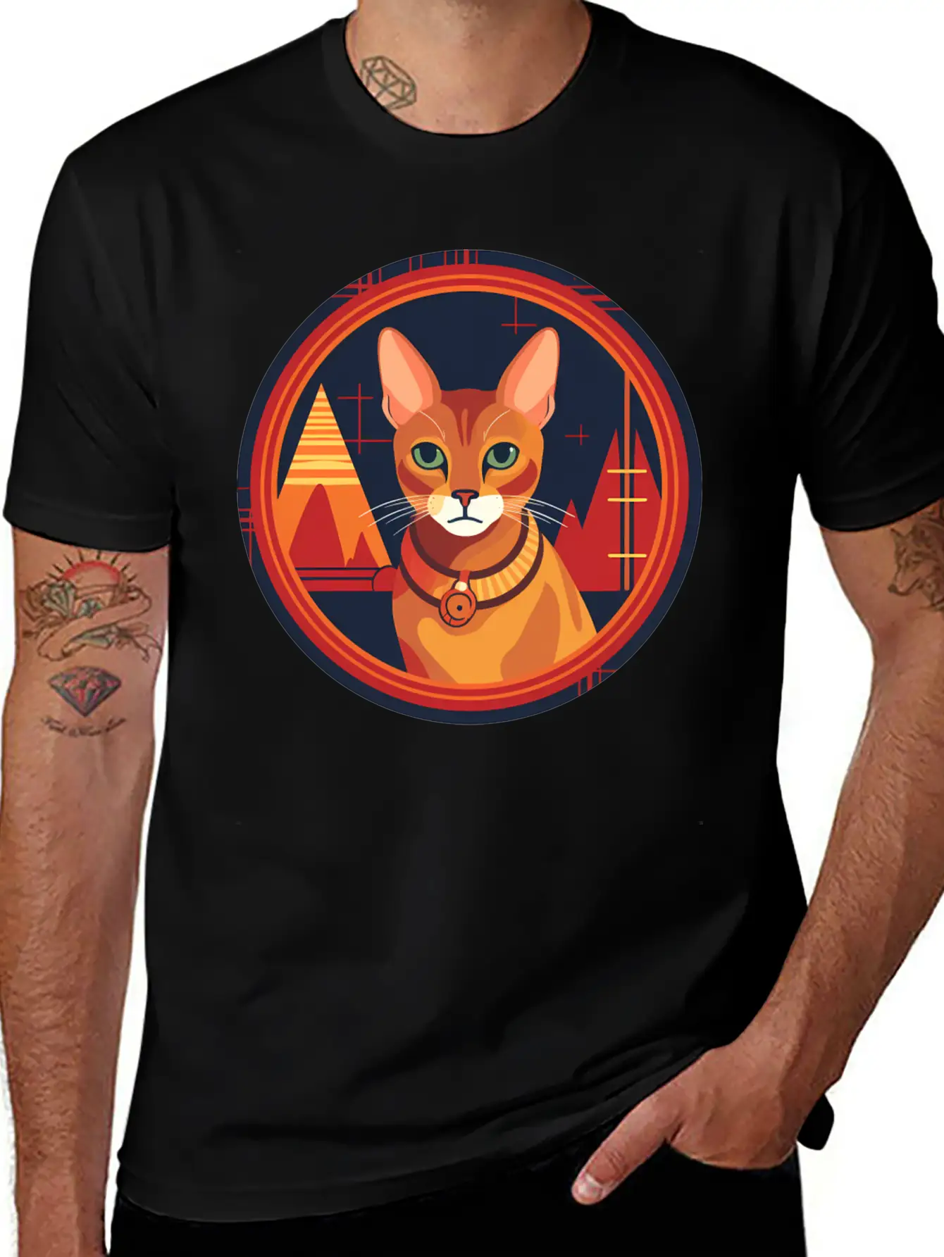 Abyssinian Cat Boho Elements, Love Cats Unisex Casual T-Shirt – Clean Design For Daily Comfort
