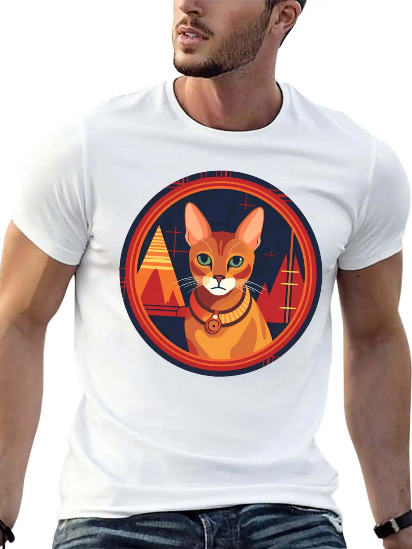 Abyssinian Cat Boho Elements, Love Cats Unisex Casual T-Shirt – Clean Design For Daily Comfort