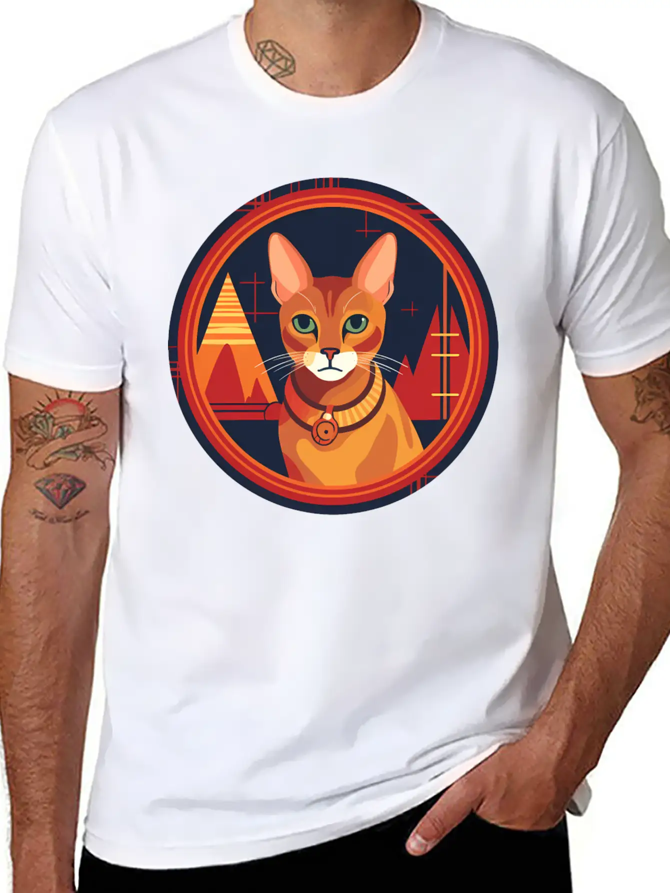 Abyssinian Cat Boho Elements, Love Cats Unisex Casual T-Shirt – Clean Design For Daily Comfort