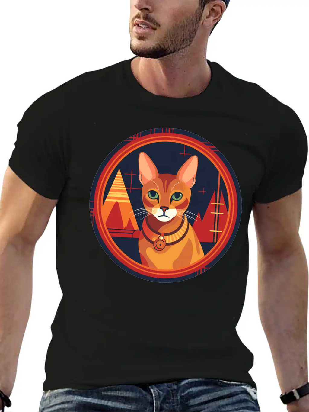 Abyssinian Cat Boho Elements, Love Cats Unisex Casual T-Shirt – Clean Design For Daily Comfort