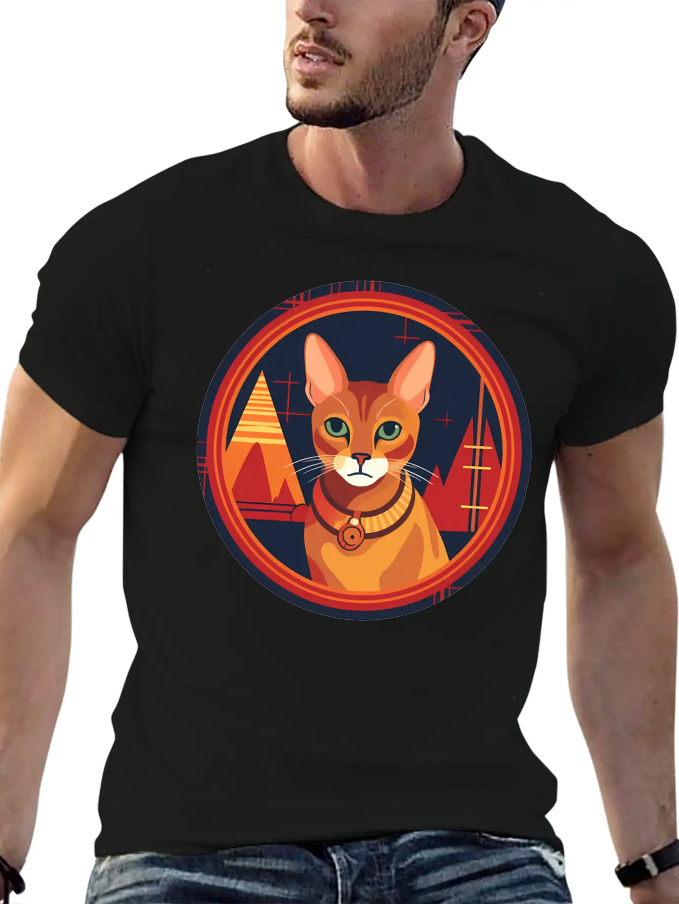 Abyssinian Cat Boho Elements, Love Cats Unisex Casual T-Shirt – Clean Design For Daily Comfort