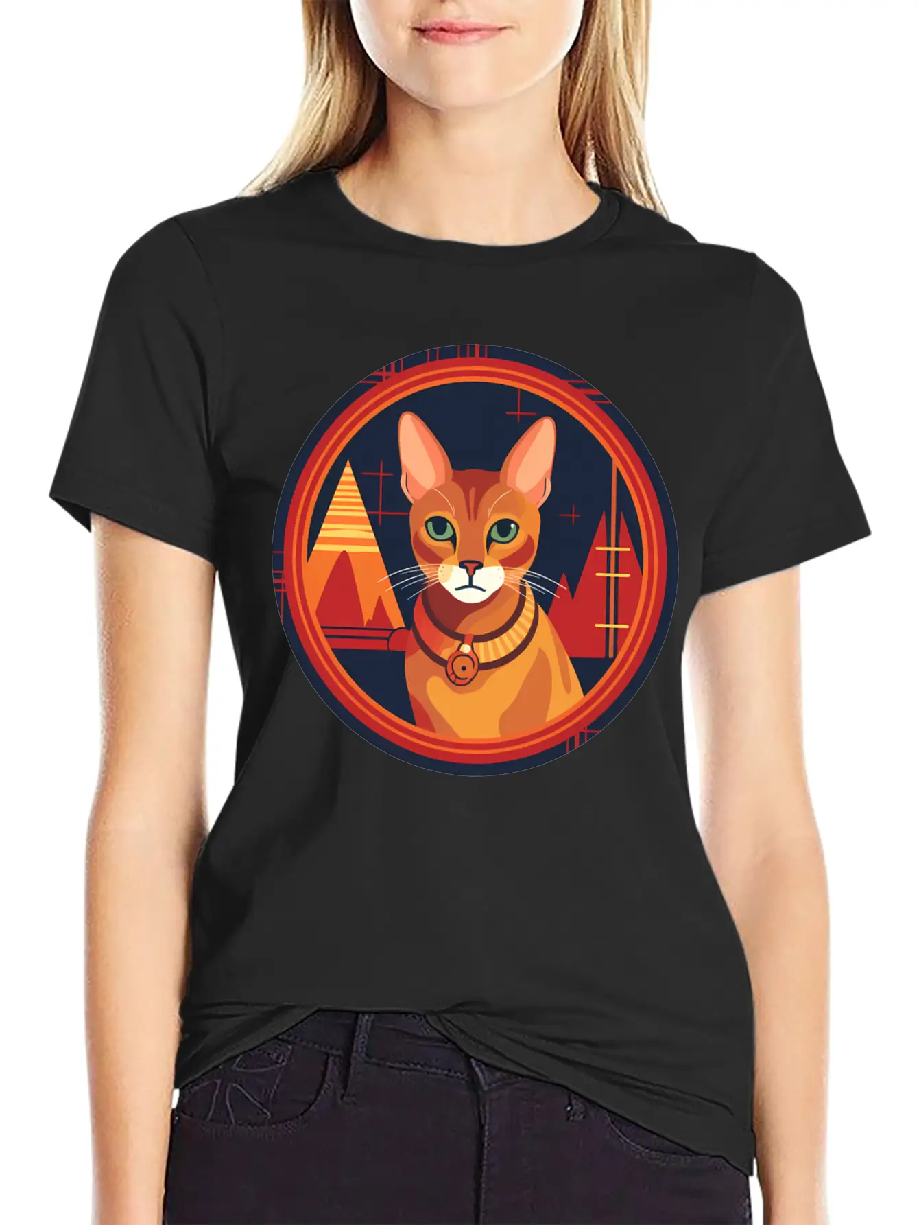 Abyssinian Cat Boho Elements, Love Cats Unisex Casual T-Shirt – Clean Design For Daily Comfort
