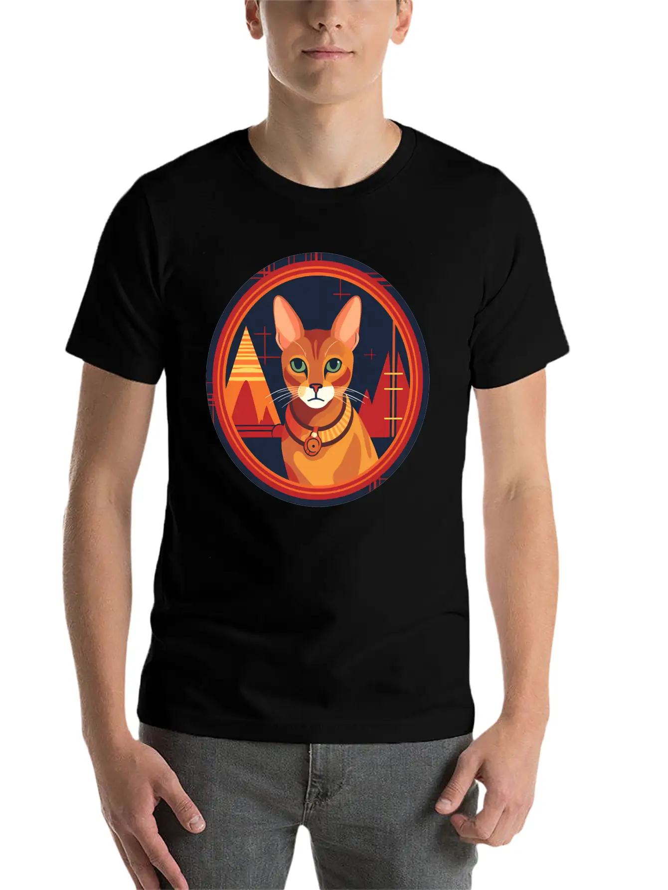 Abyssinian Cat Boho Elements, Love Cats Unisex Casual T-Shirt – Clean Design For Daily Comfort