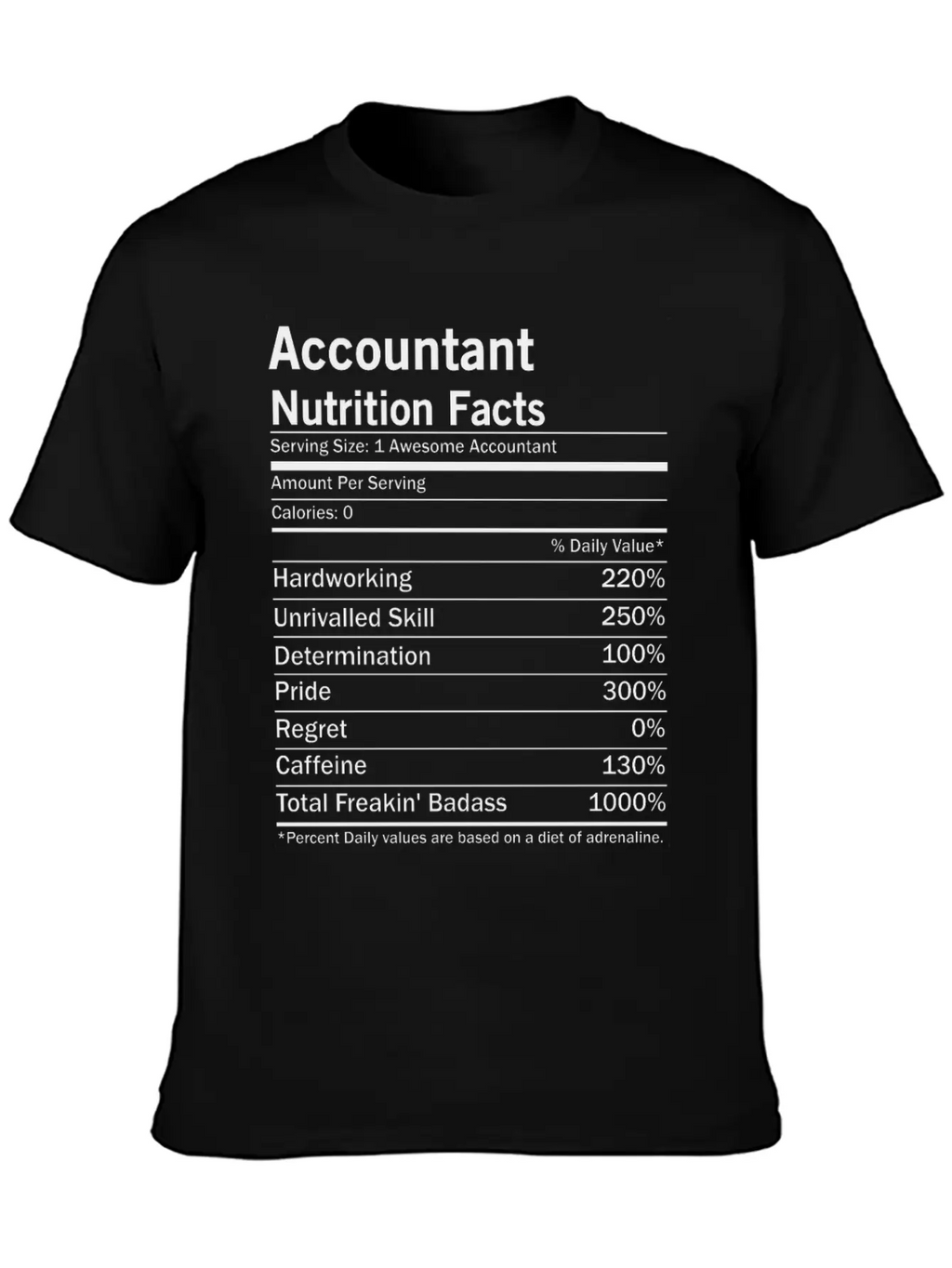 Accountant Nutrition Facts Classic Fit Graphic Tee For Daily Comfort – Unisex Cotton Shirt