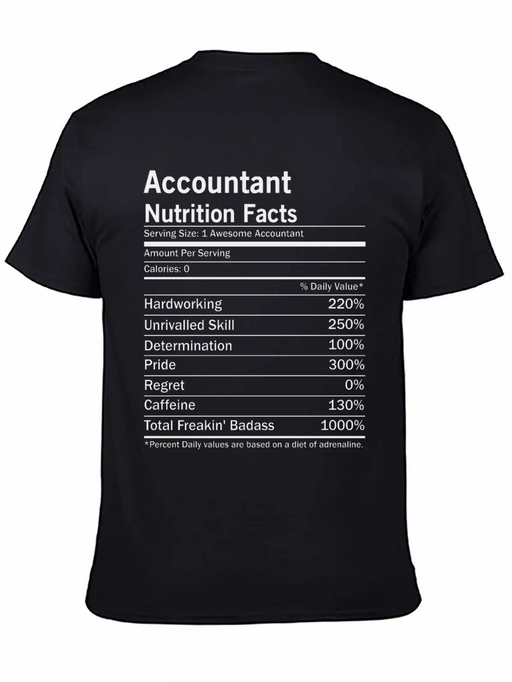 Accountant Nutrition Facts Classic Fit Graphic Tee For Daily Comfort – Unisex Cotton Shirt