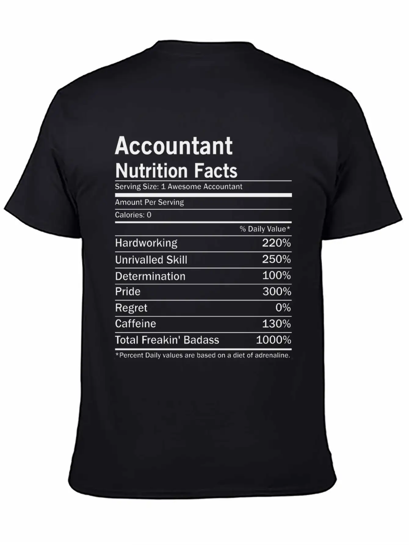Accountant Nutrition Facts Classic Fit Graphic Tee For Daily Comfort – Unisex Cotton Shirt