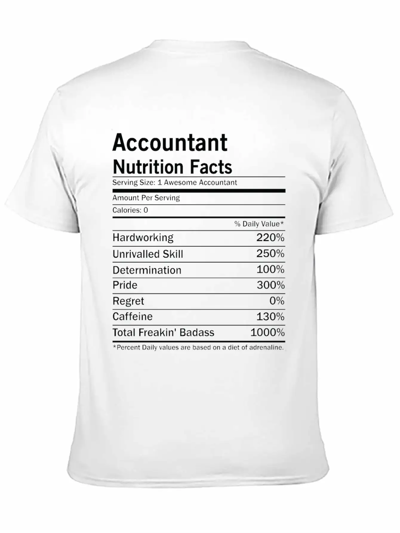 Accountant Nutrition Facts Classic Fit Graphic Tee For Daily Comfort – Unisex Cotton Shirt
