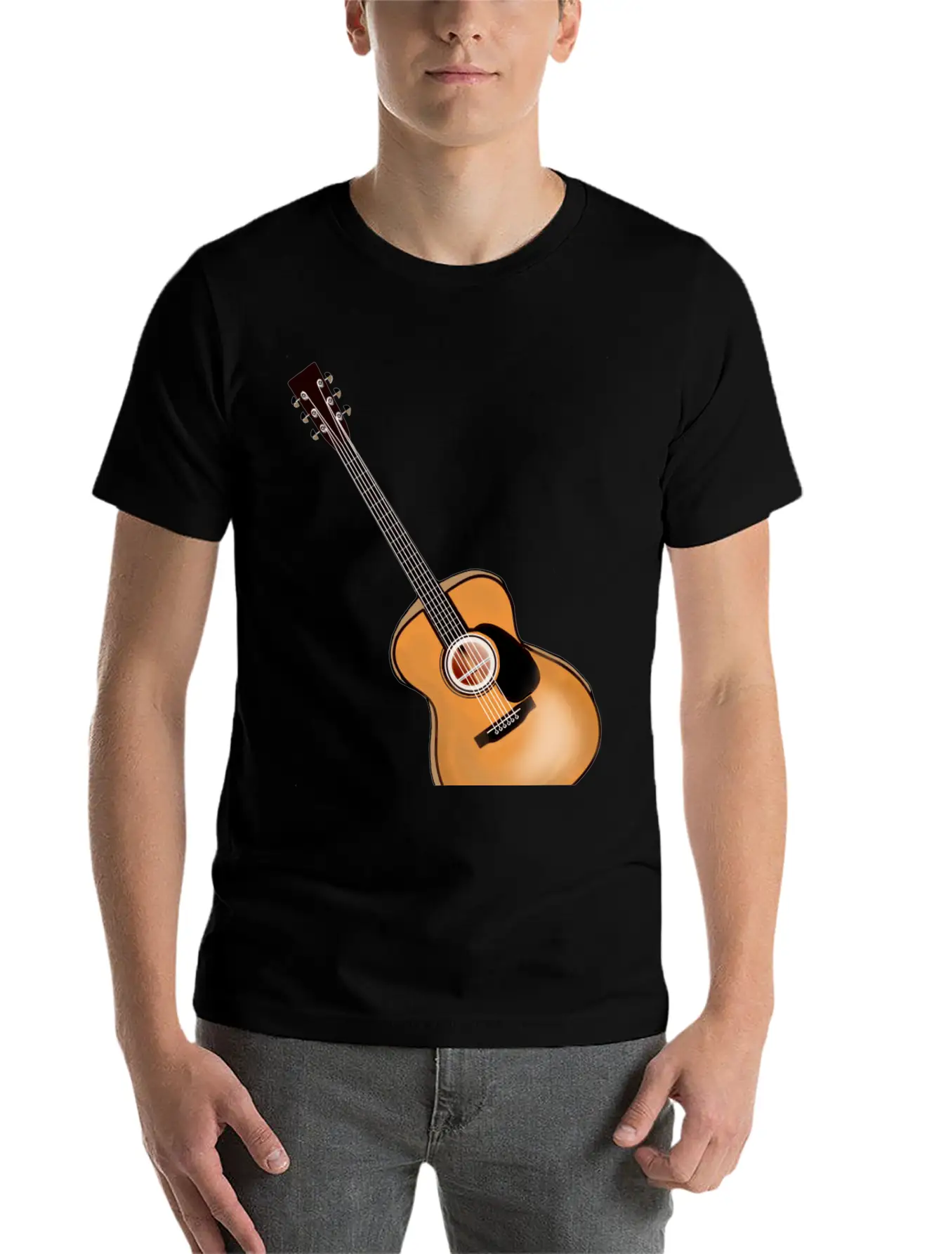 Acoustic Guitar Classic Fit Graphic Tee For Daily Comfort – Unisex Cotton Shirt