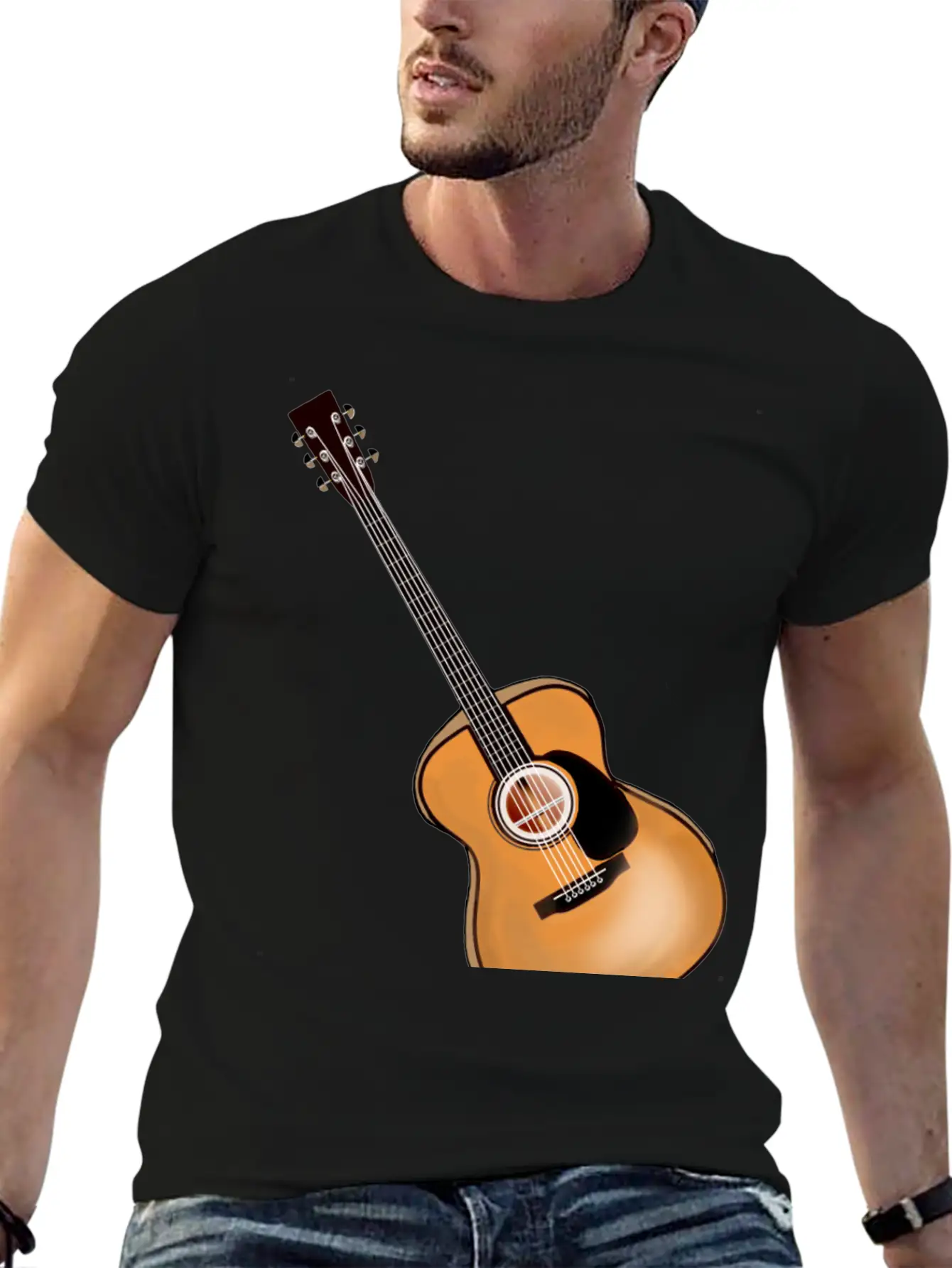 Acoustic Guitar Classic Fit Graphic Tee For Daily Comfort – Unisex Cotton Shirt