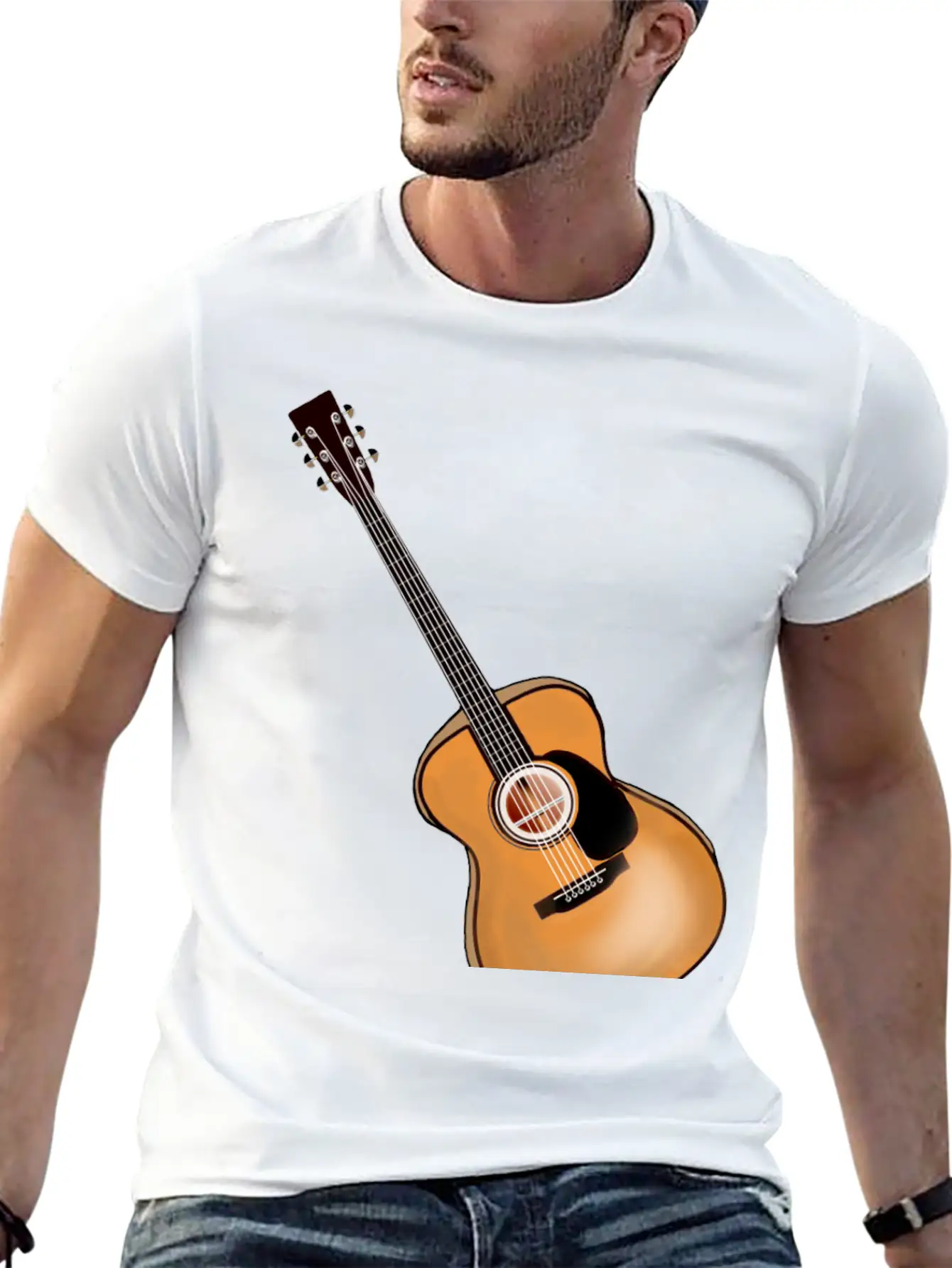 Acoustic Guitar Classic Fit Graphic Tee For Daily Comfort – Unisex Cotton Shirt