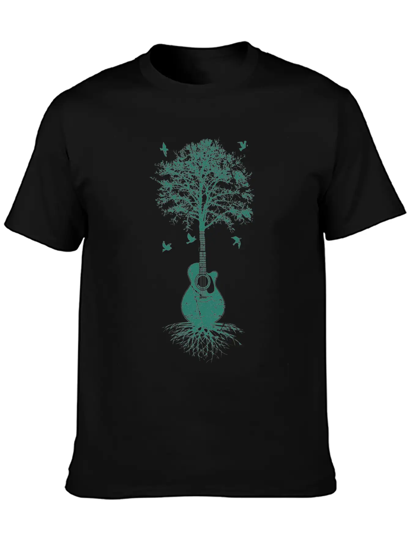 Acoustic Guitar, Guitarist, Tree Of Life Moon Basic Graphic T-Shirt – Daily Comfort In Soft Cotton