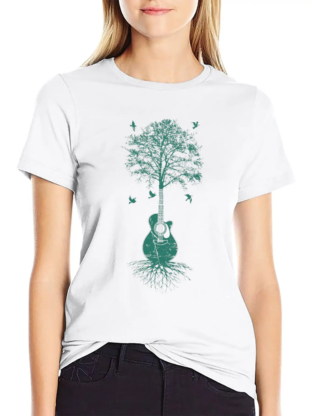 Acoustic Guitar, Guitarist, Tree Of Life Moon Basic Graphic T-Shirt – Daily Comfort In Soft Cotton