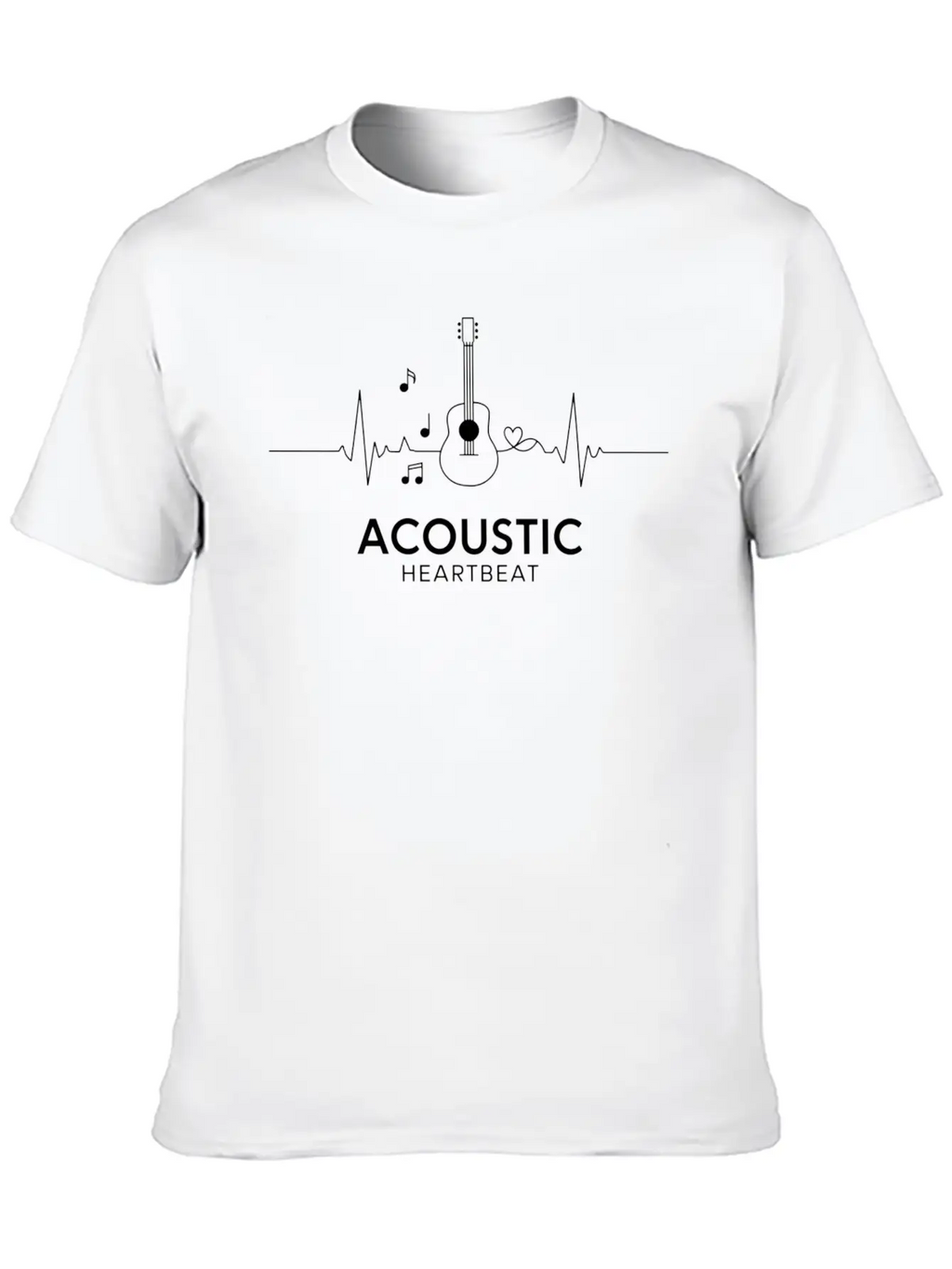 Acoustic Guitar Heartbeat Timeless Short Sleeve Tee – Comfy And Minimalist Design