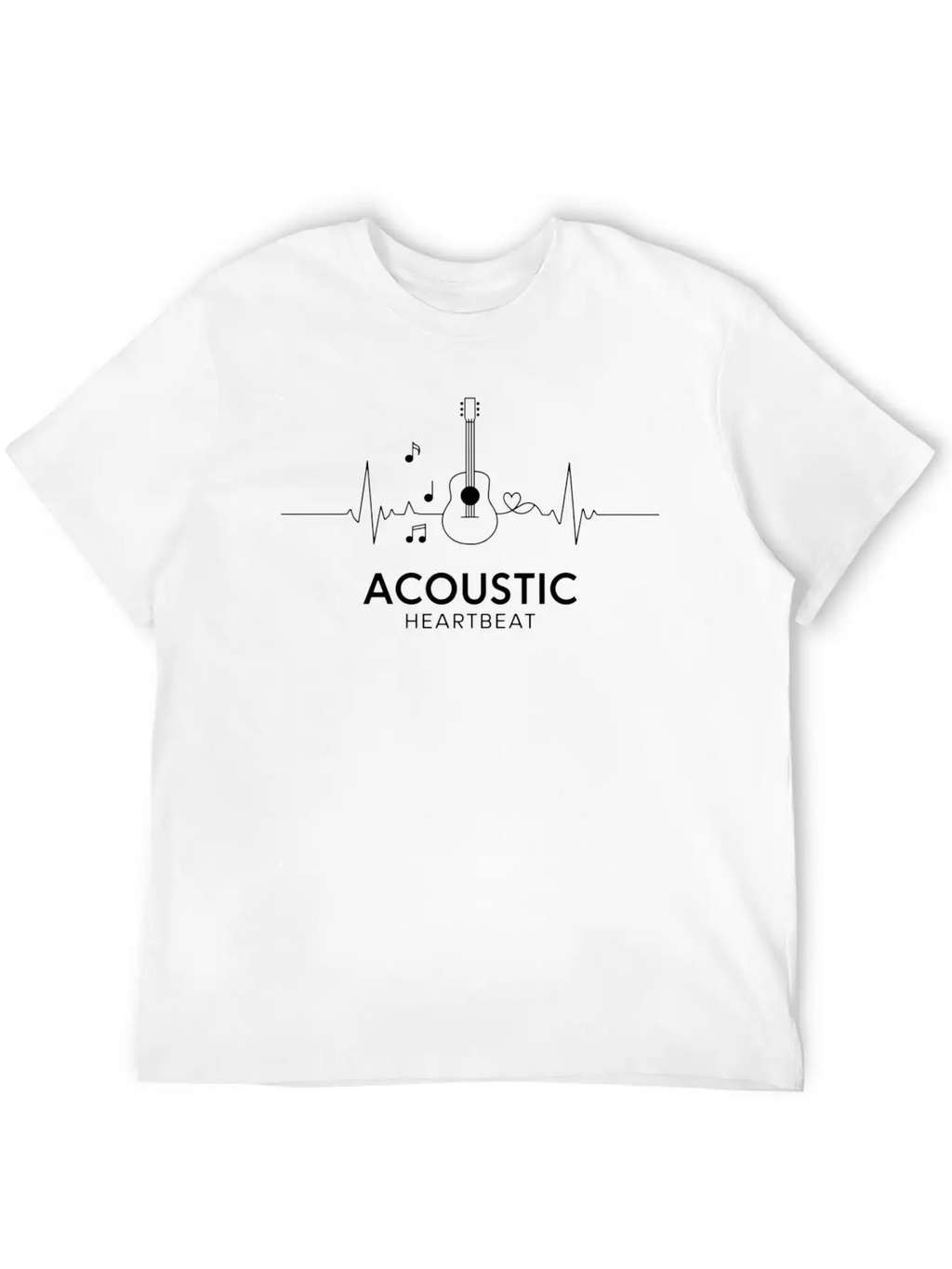 Acoustic Guitar Heartbeat Timeless Short Sleeve Tee – Comfy And Minimalist Design