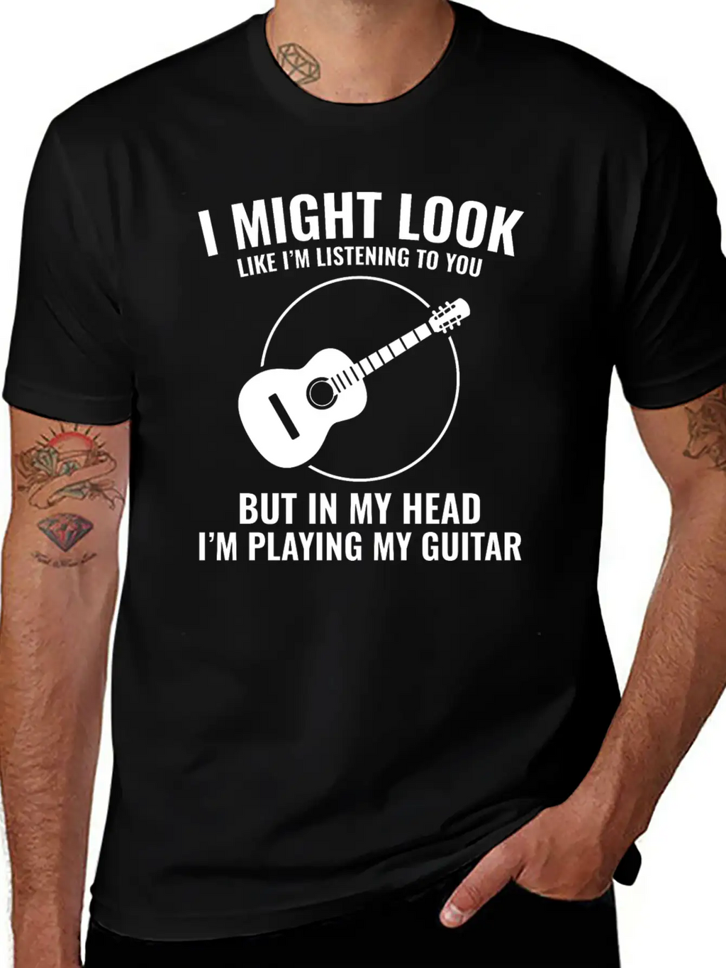 Acoustic Guitar Note Melody Musically Collection Simple Everyday Graphic Tee – Lightweight Summer Wear
