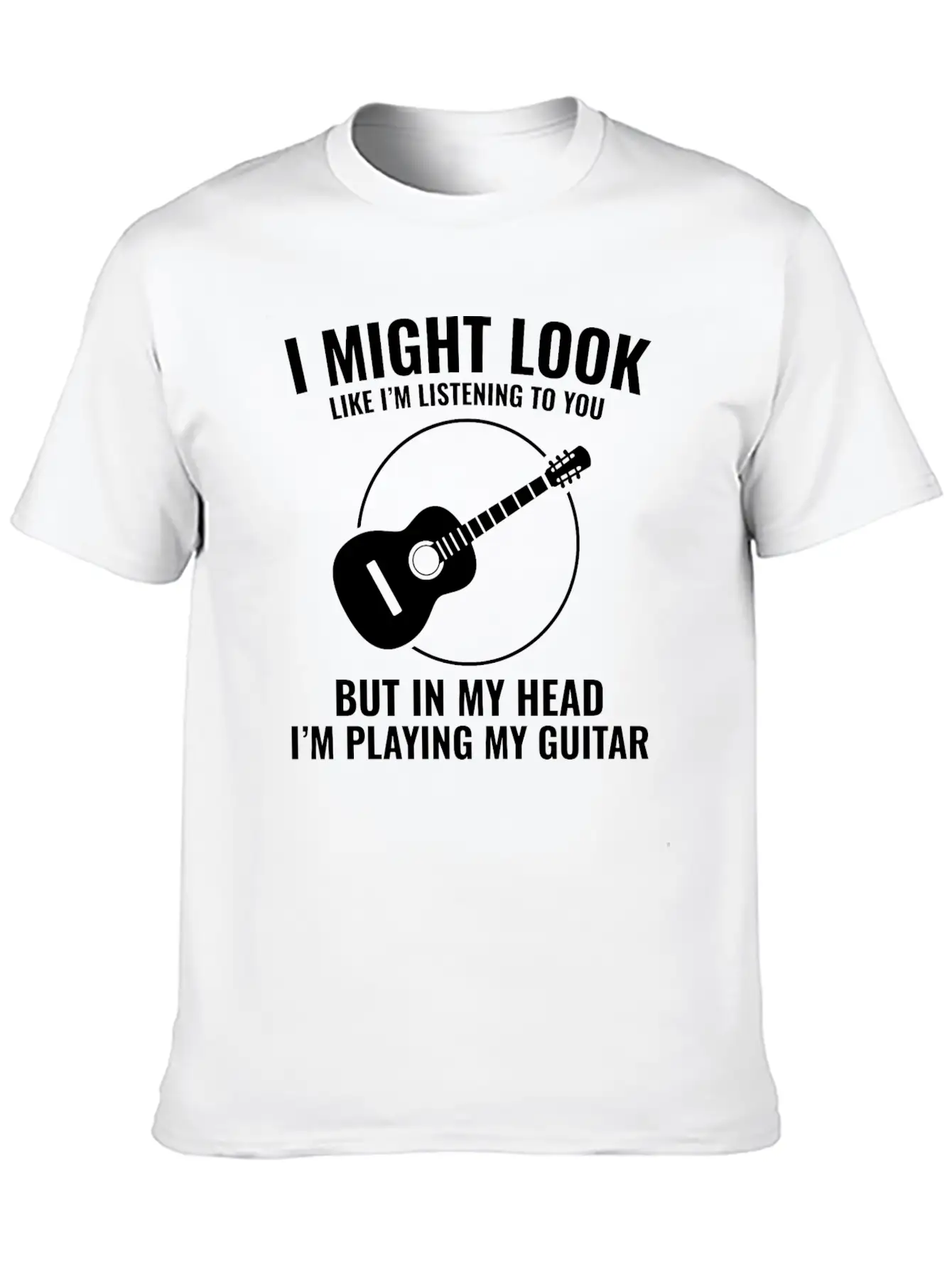Acoustic Guitar Note Melody Musically Collection Simple Everyday Graphic Tee – Lightweight Summer Wear