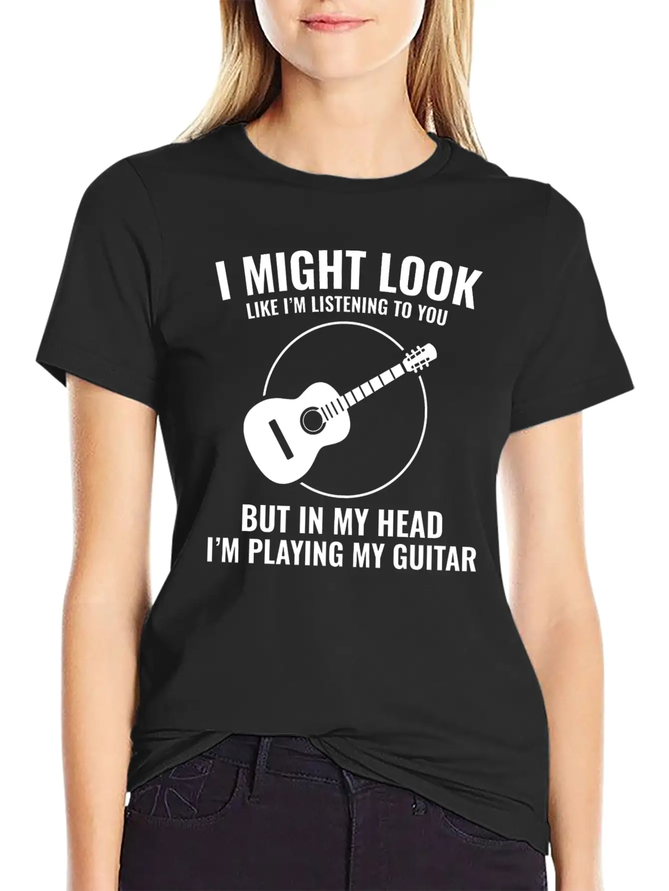 Acoustic Guitar Note Melody Musically Collection Simple Everyday Graphic Tee – Lightweight Summer Wear