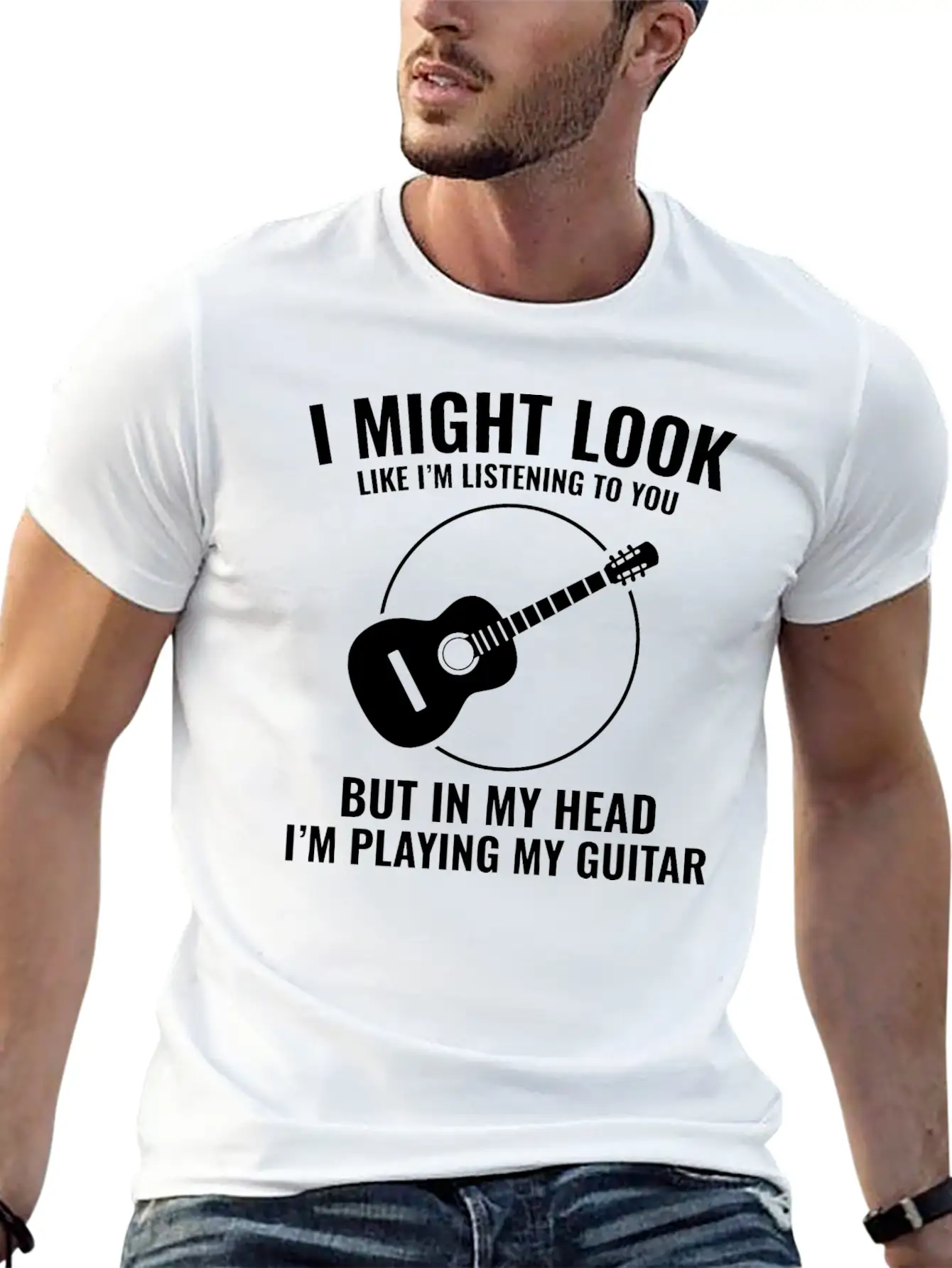 Acoustic Guitar Note Melody Musically Collection Simple Everyday Graphic Tee – Lightweight Summer Wear