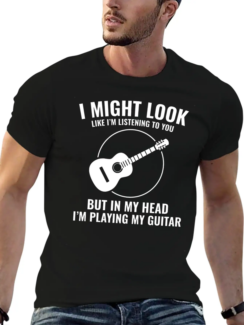 Acoustic Guitar Note Melody Musically Collection Simple Everyday Graphic Tee – Lightweight Summer Wear