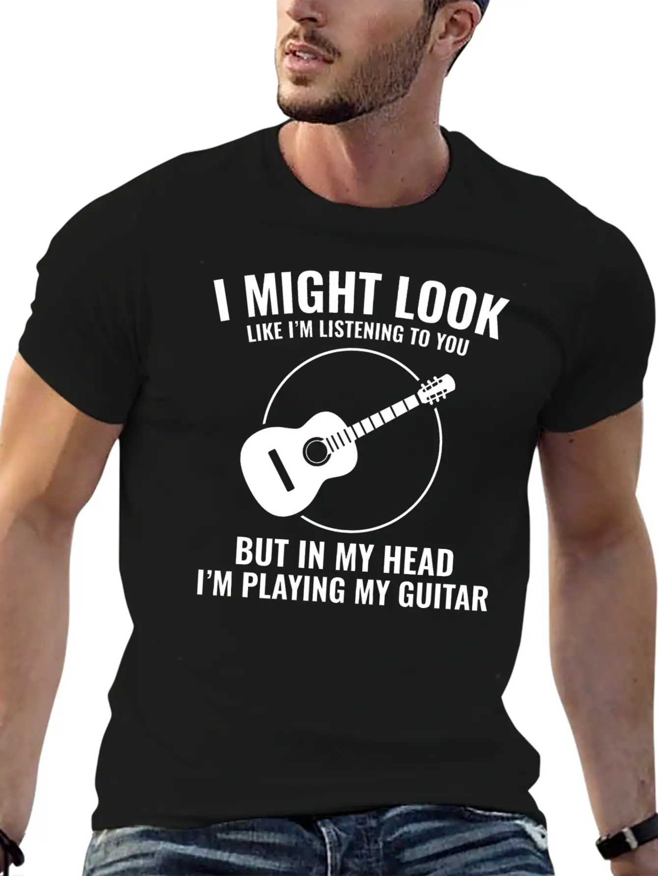 Acoustic Guitar Note Melody Musically Collection Simple Everyday Graphic Tee – Lightweight Summer Wear