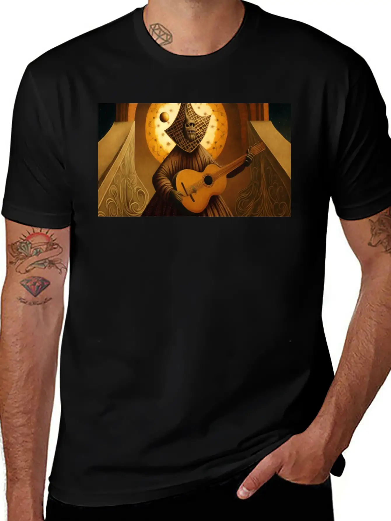 Acoustic Guitar Stellar Porridge Style By Remedios Relaxed Everyday Tee – Lightweight And Durable Cotton
