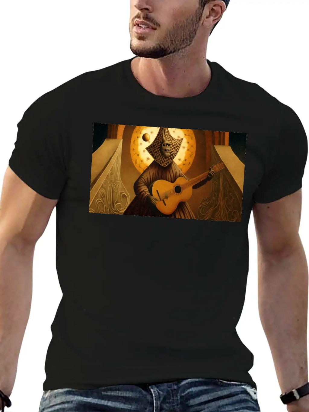 Acoustic Guitar Stellar Porridge Style By Remedios Relaxed Everyday Tee – Lightweight And Durable Cotton