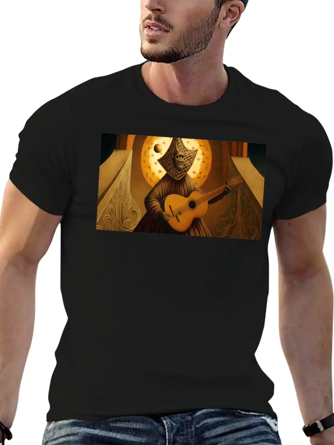 Acoustic Guitar Stellar Porridge Style By Remedios Relaxed Everyday Tee – Lightweight And Durable Cotton