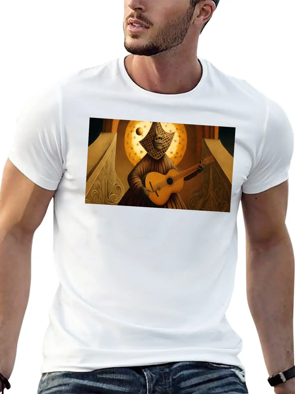 Acoustic Guitar Stellar Porridge Style By Remedios Relaxed Everyday Tee – Lightweight And Durable Cotton