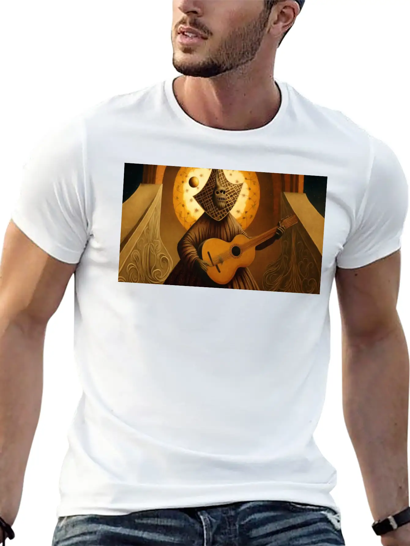 Acoustic Guitar Stellar Porridge Style By Remedios Relaxed Everyday Tee – Lightweight And Durable Cotton