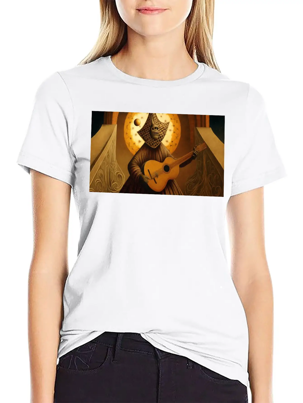 Acoustic Guitar Stellar Porridge Style By Remedios Relaxed Everyday Tee – Lightweight And Durable Cotton